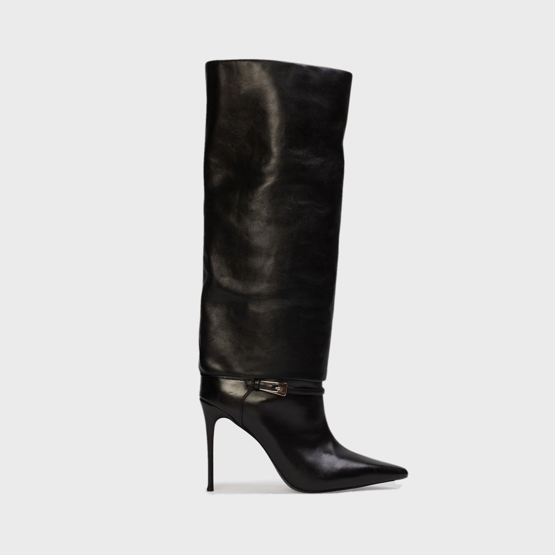 Black Suede Studio Simon Boots 100mm - Black Leather
