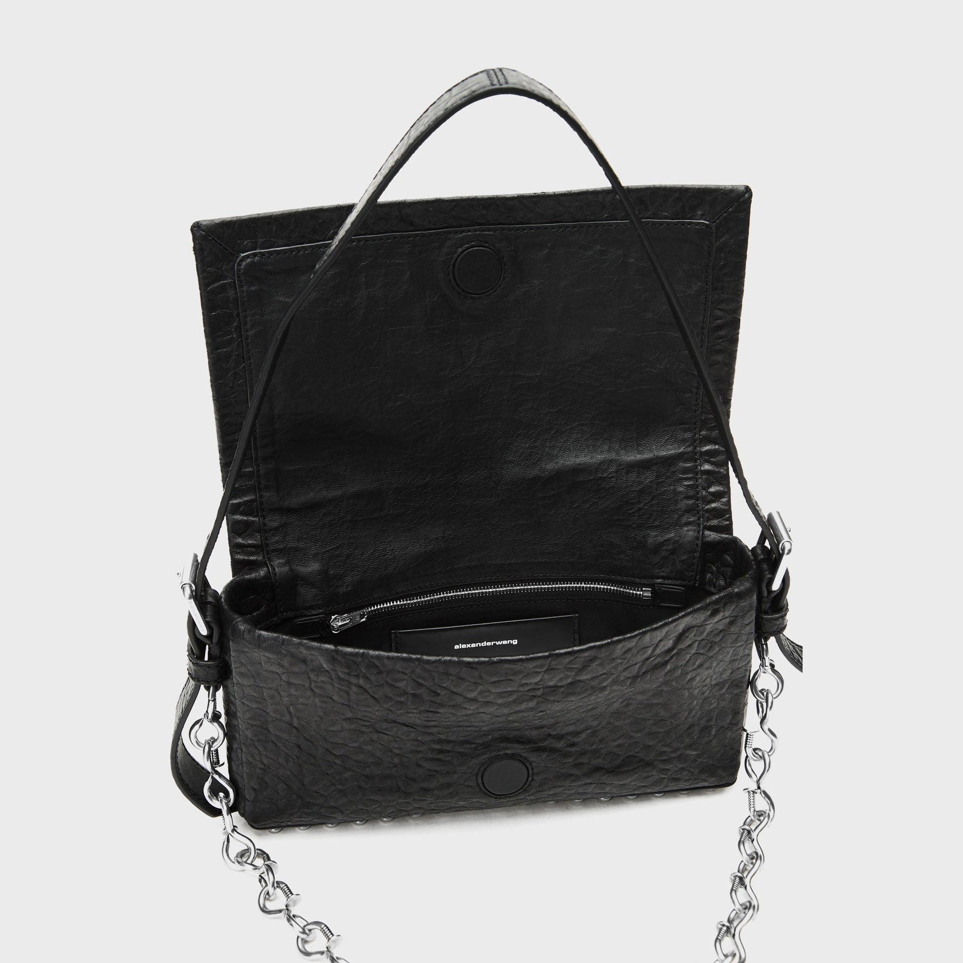 Alexander Wang Ricco Crushed Slim Flap Bag in Black