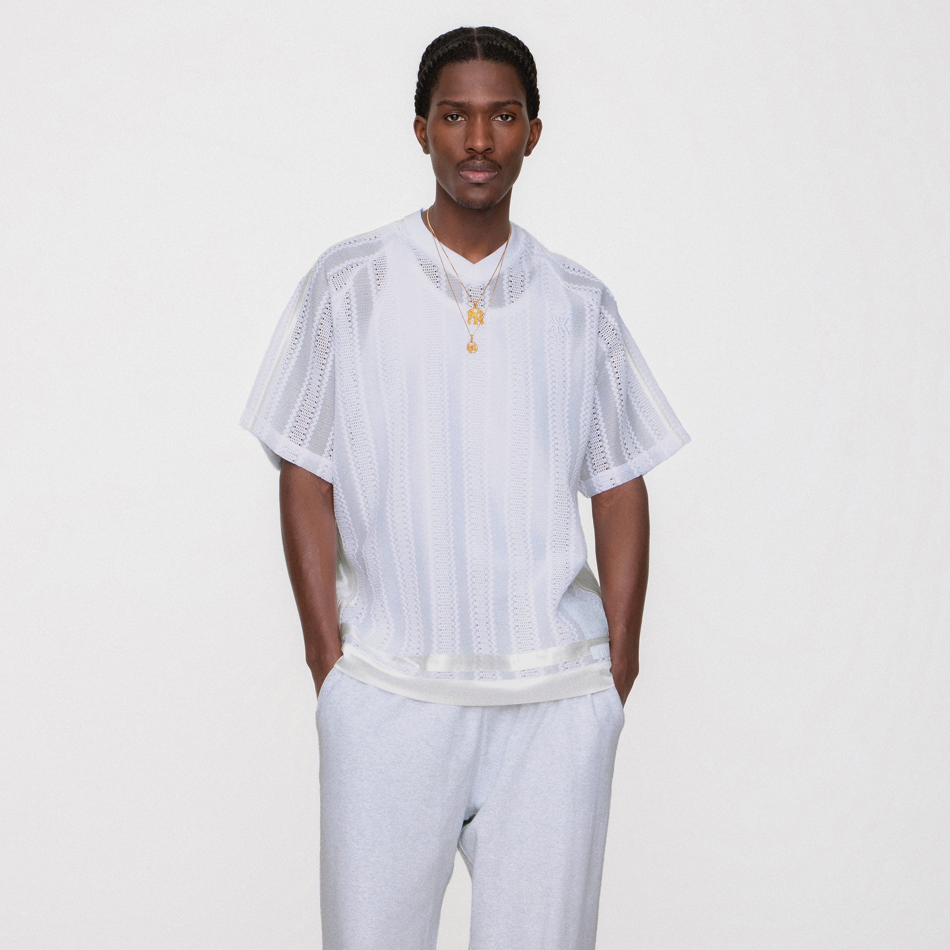 Kith Leon Short Sleeve Lace Combo Jersey - White