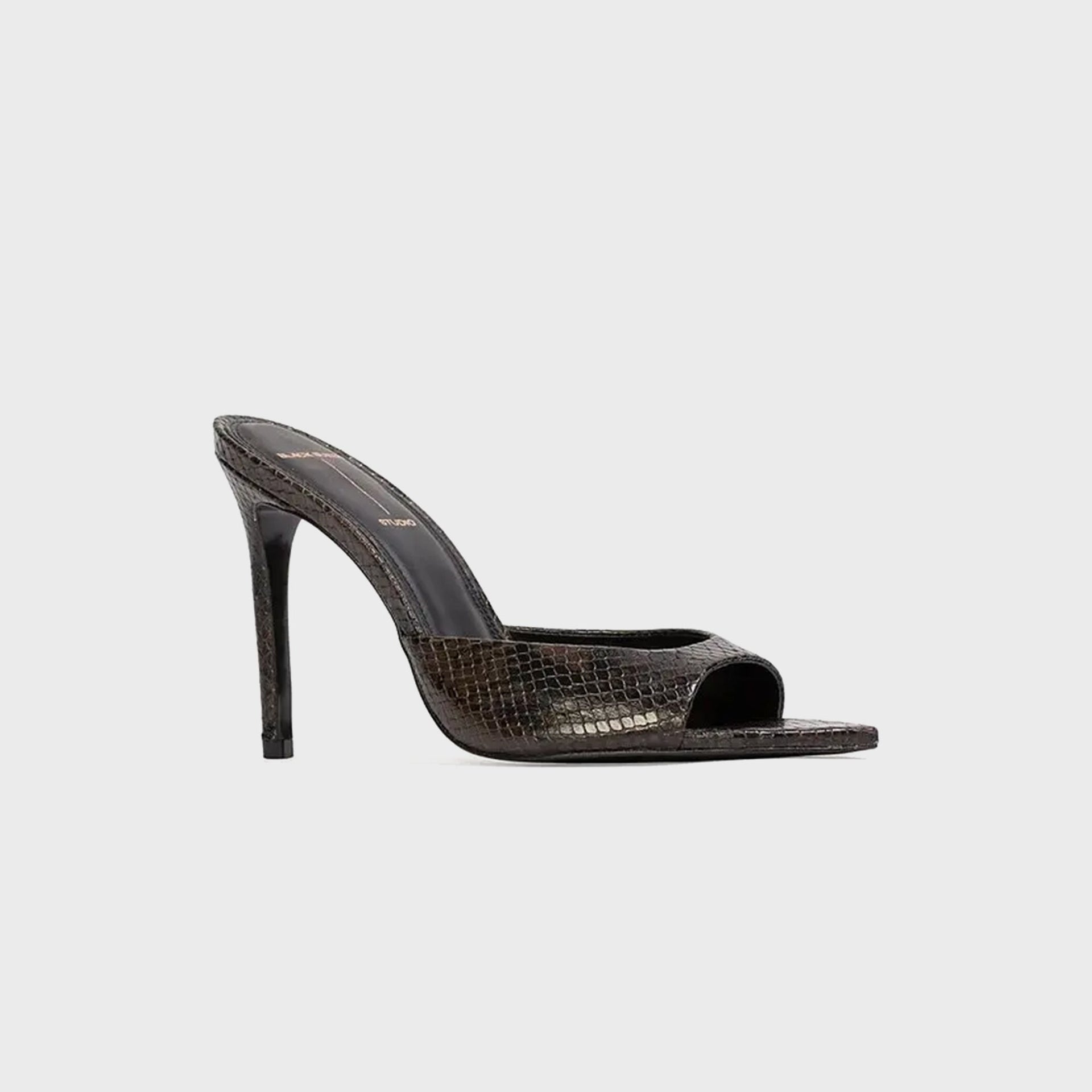 Black Suede Studio Brea Mule - Brown Printed Snake