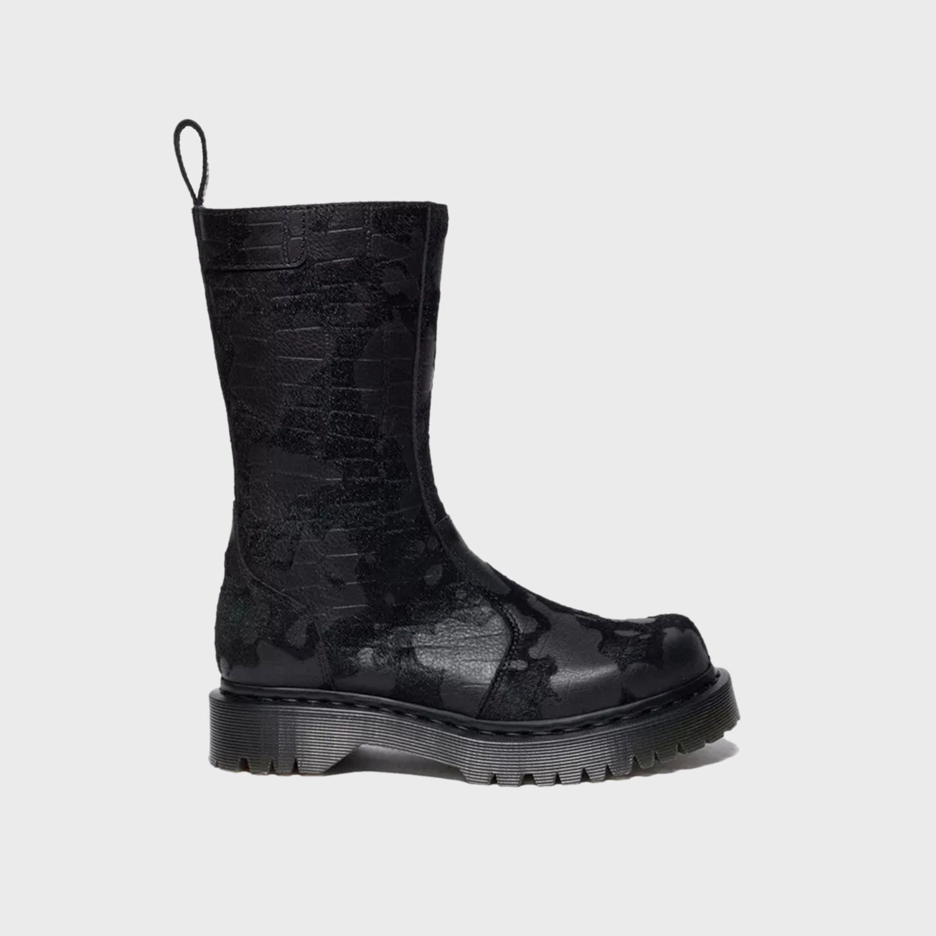 Dr. Martens Rejena Hair On Croc Emboss Leather Boots - Black