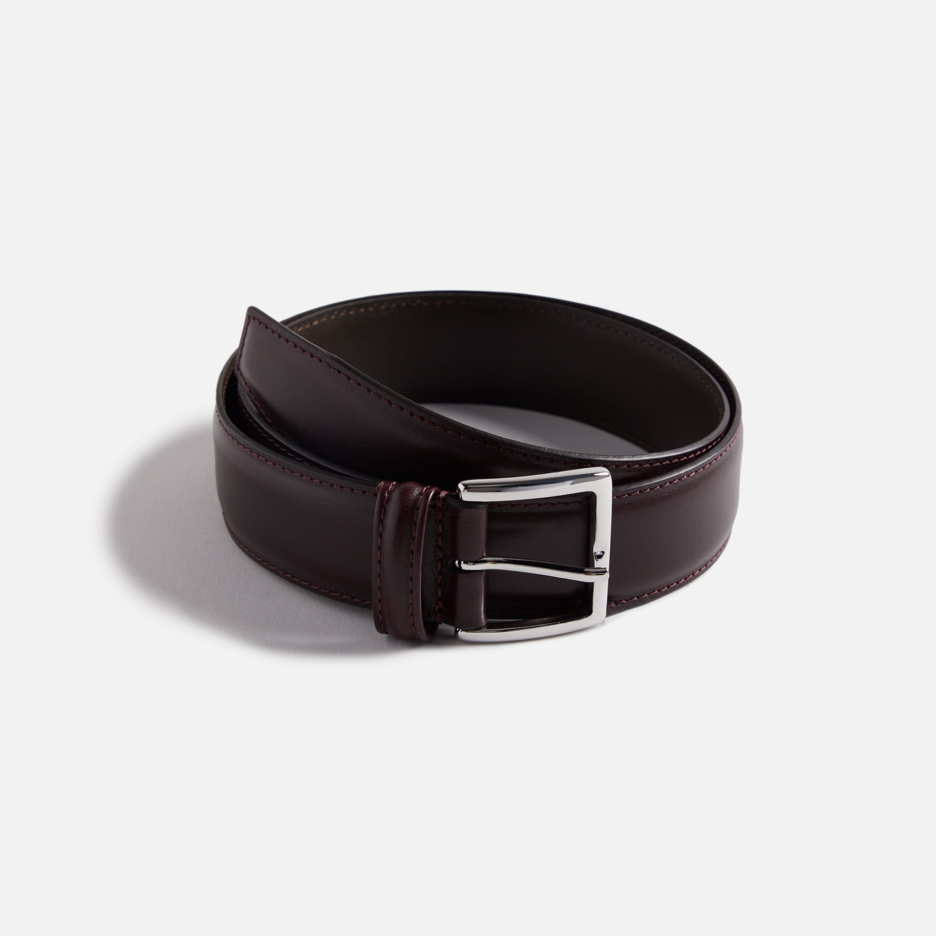 Anderson's Stitched Trimmed Semi Formal Leather Belt - Oxblood