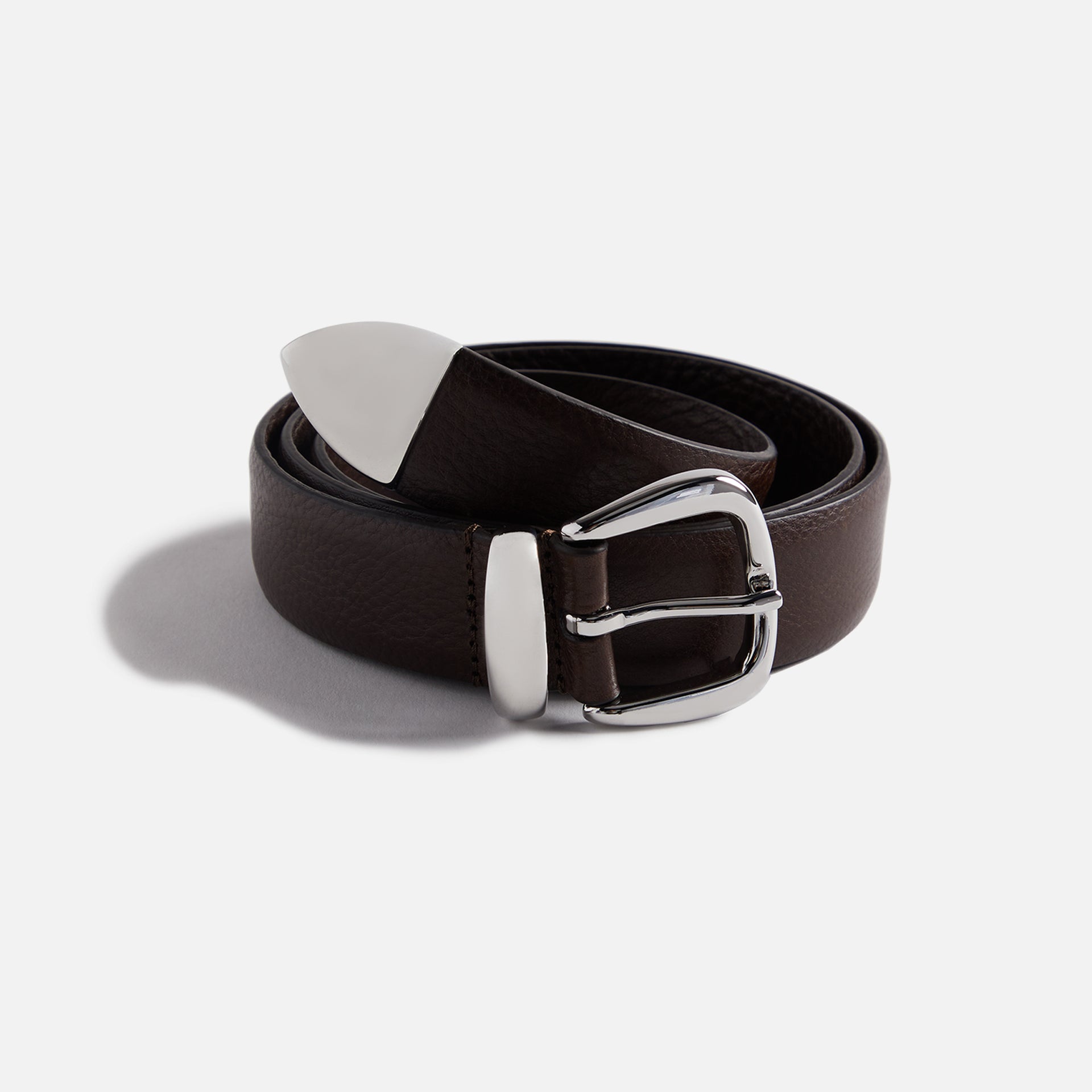 Anderson's Tanned Leather Belt With Metal Tip And Keeper - Brown