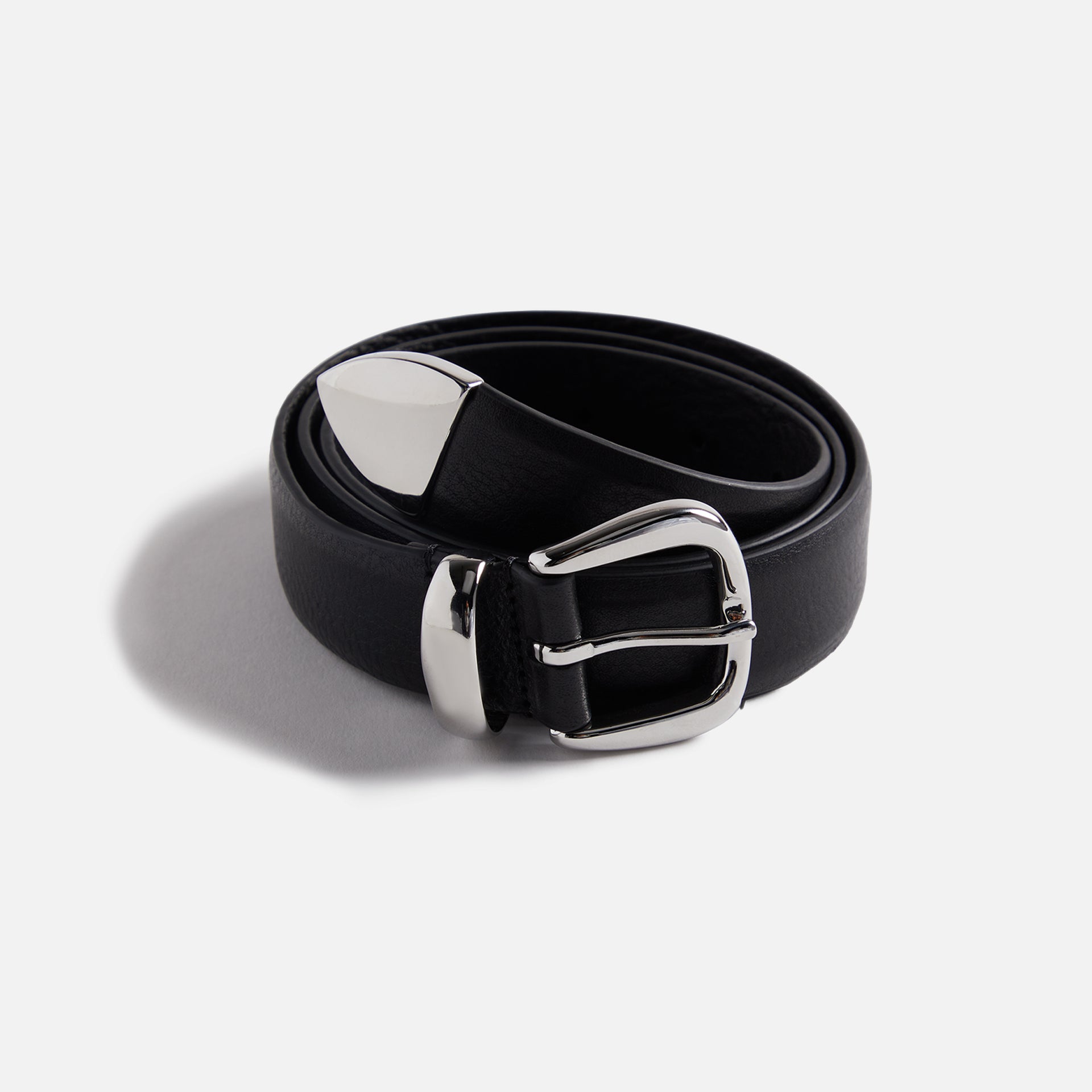 Anderson's Tanned Leather Belt With Metal Tip And Keeper in Black