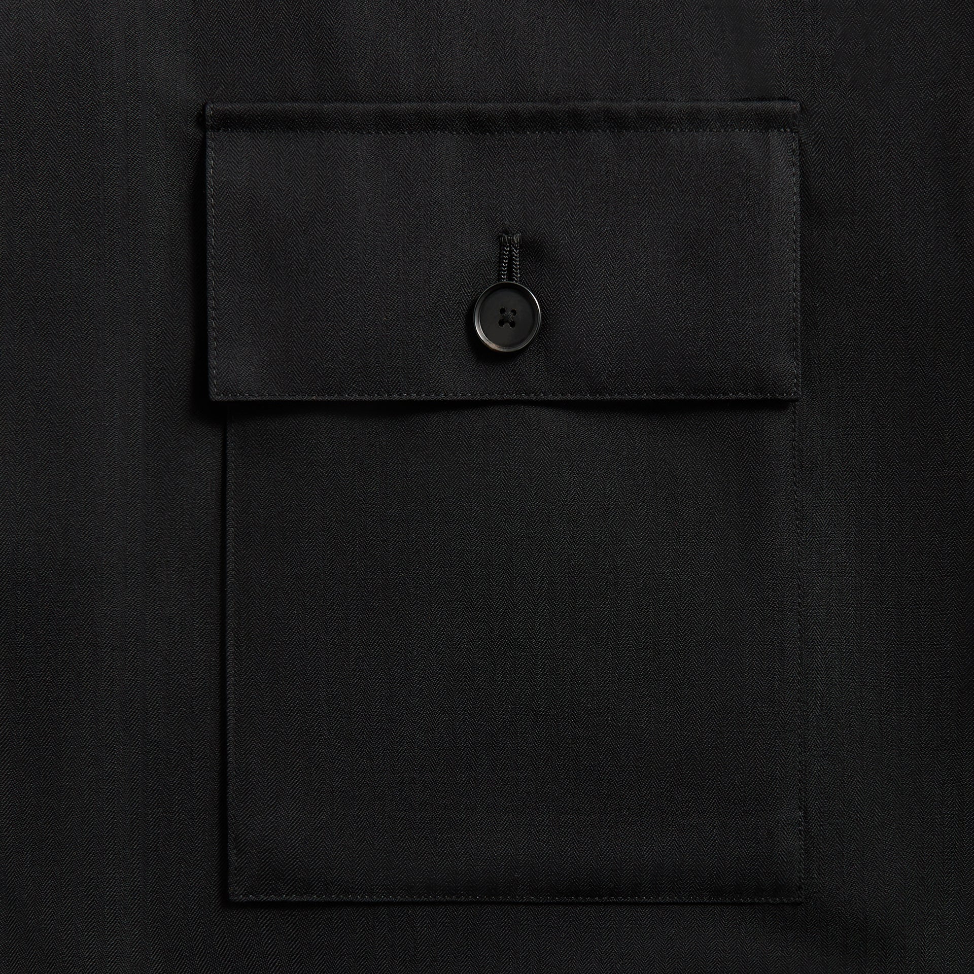 Auralee Wool Herringbone Over Shirt - Black