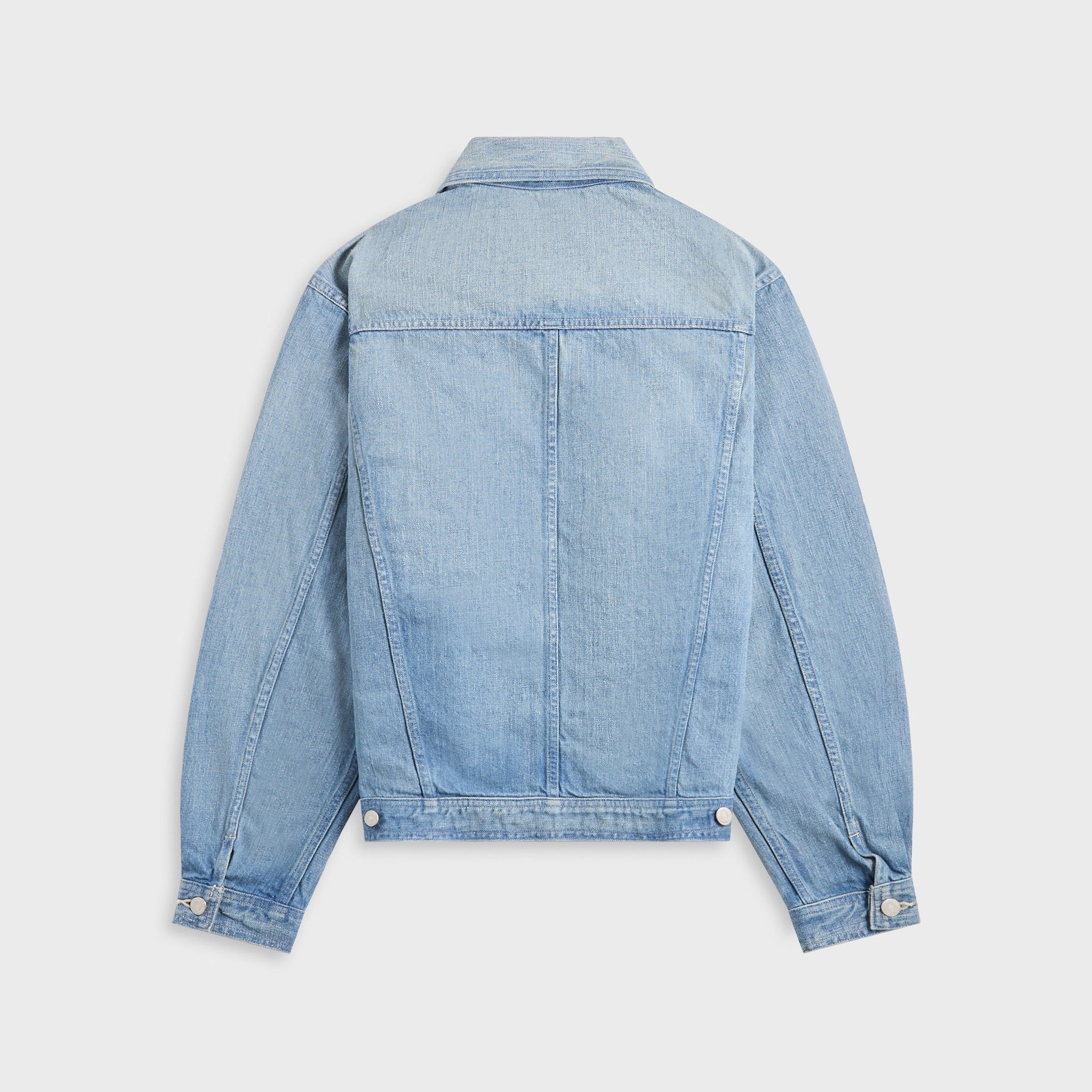 Auralee Selvedge Faded Light Denim Blouson in Light Indigo