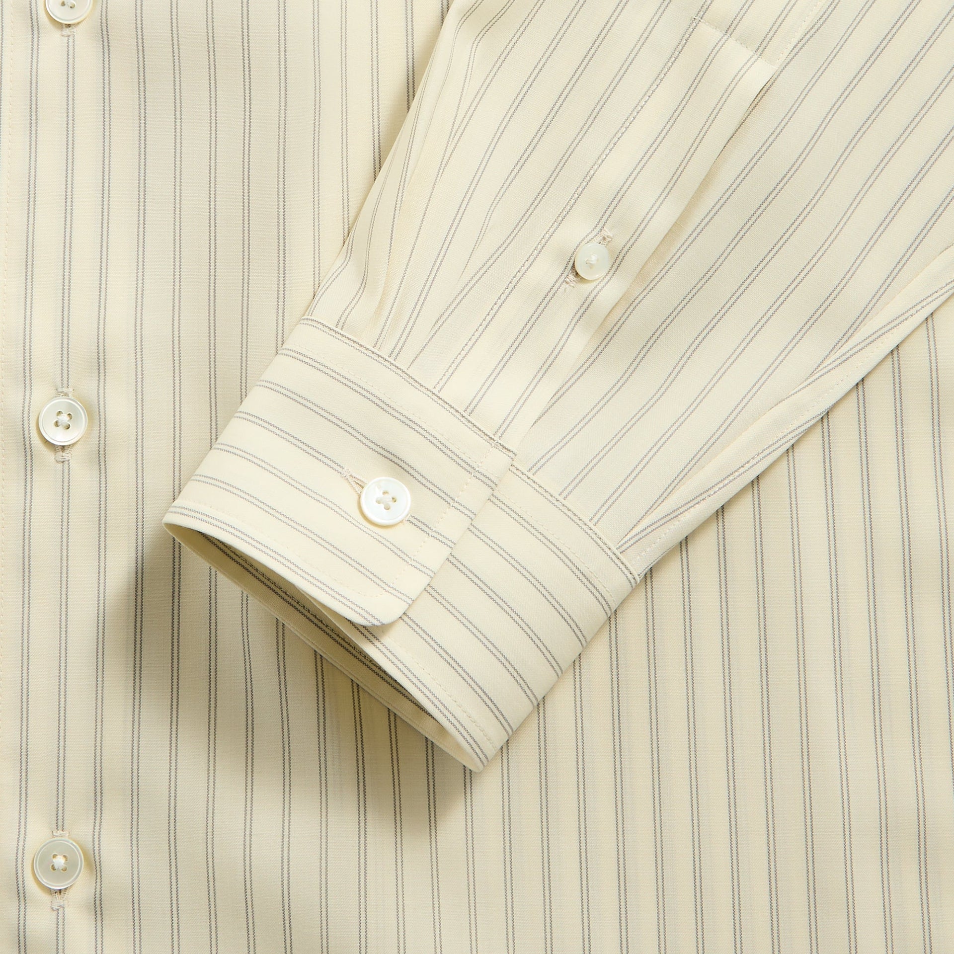 Auralee Super Fine Wool Stripe Shirt in Ivory Stripe