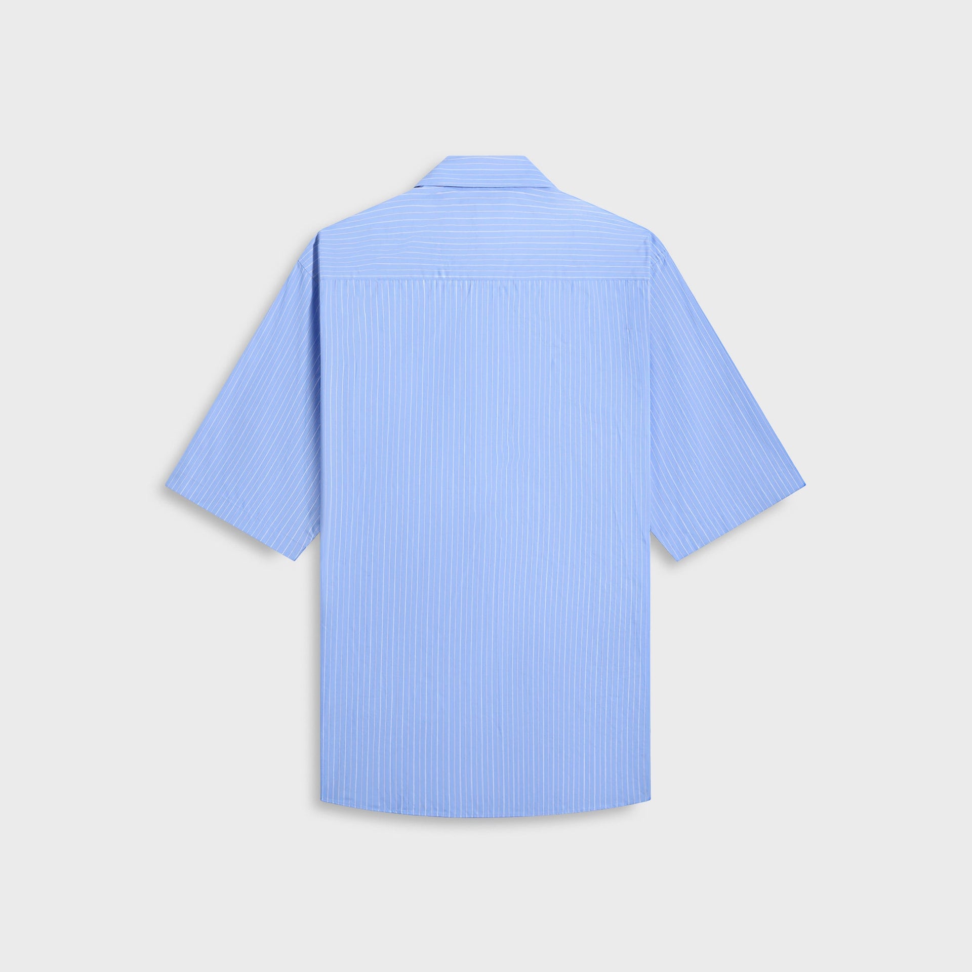 Auralee Suvin High Count Cloth Stripe Half Sleeved Shirt in Blue Stripes