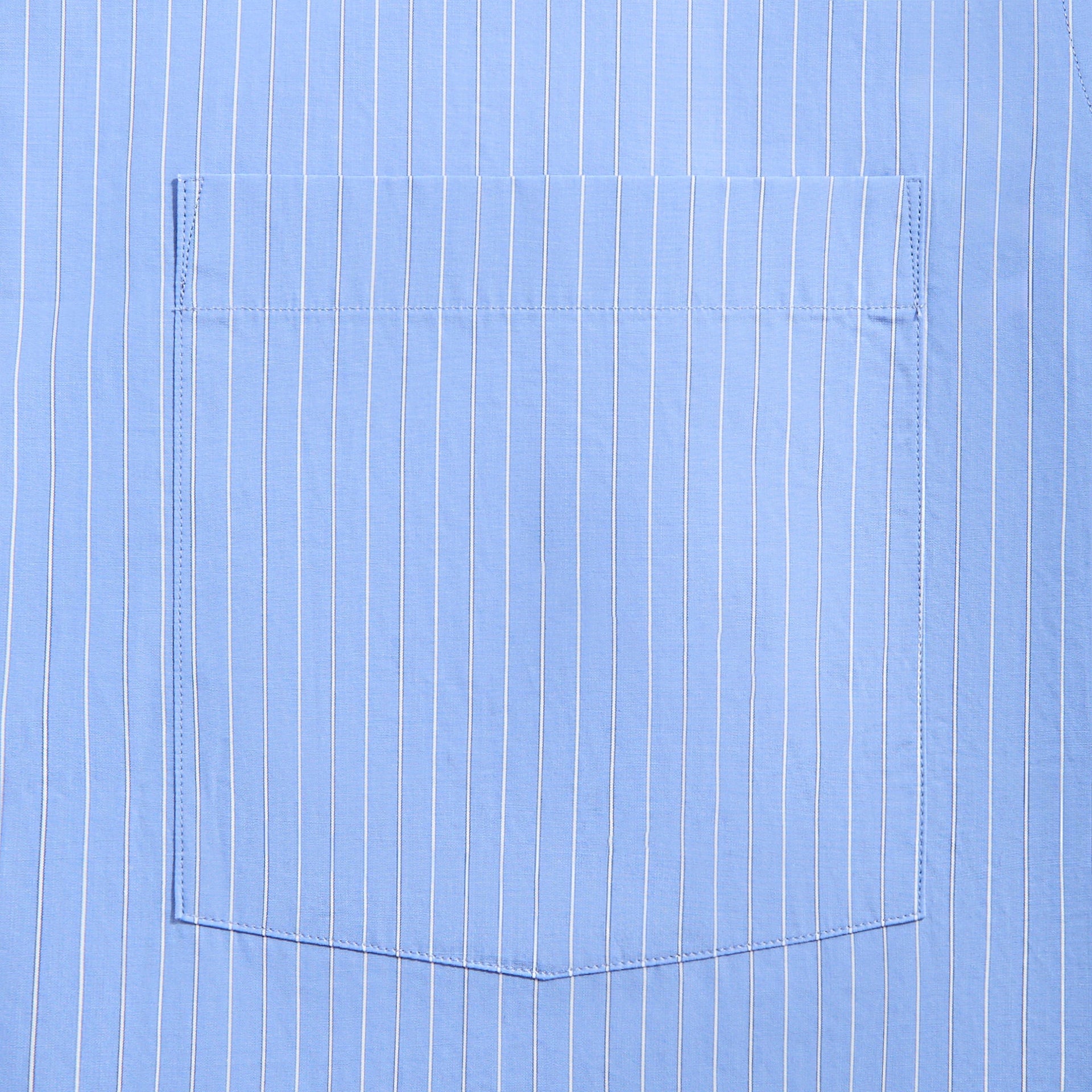 Auralee Suvin High Count Cloth Stripe Half Sleeved Shirt in Blue Stripes