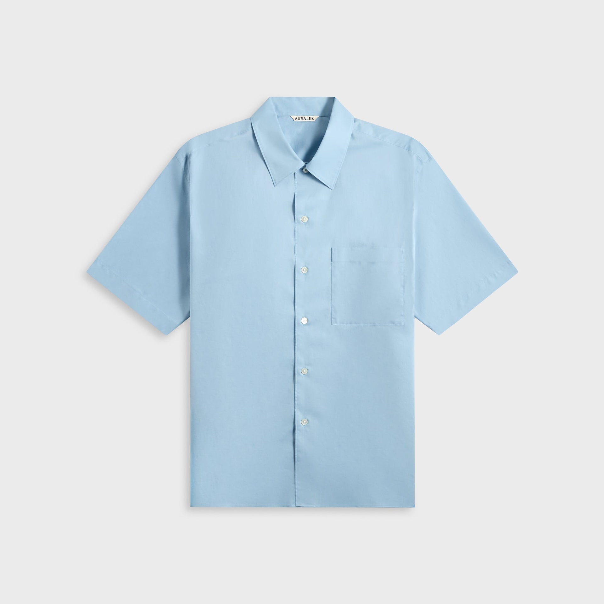 Auralee Washed Finx Typewriter Open Collar Shirt in Light Blue