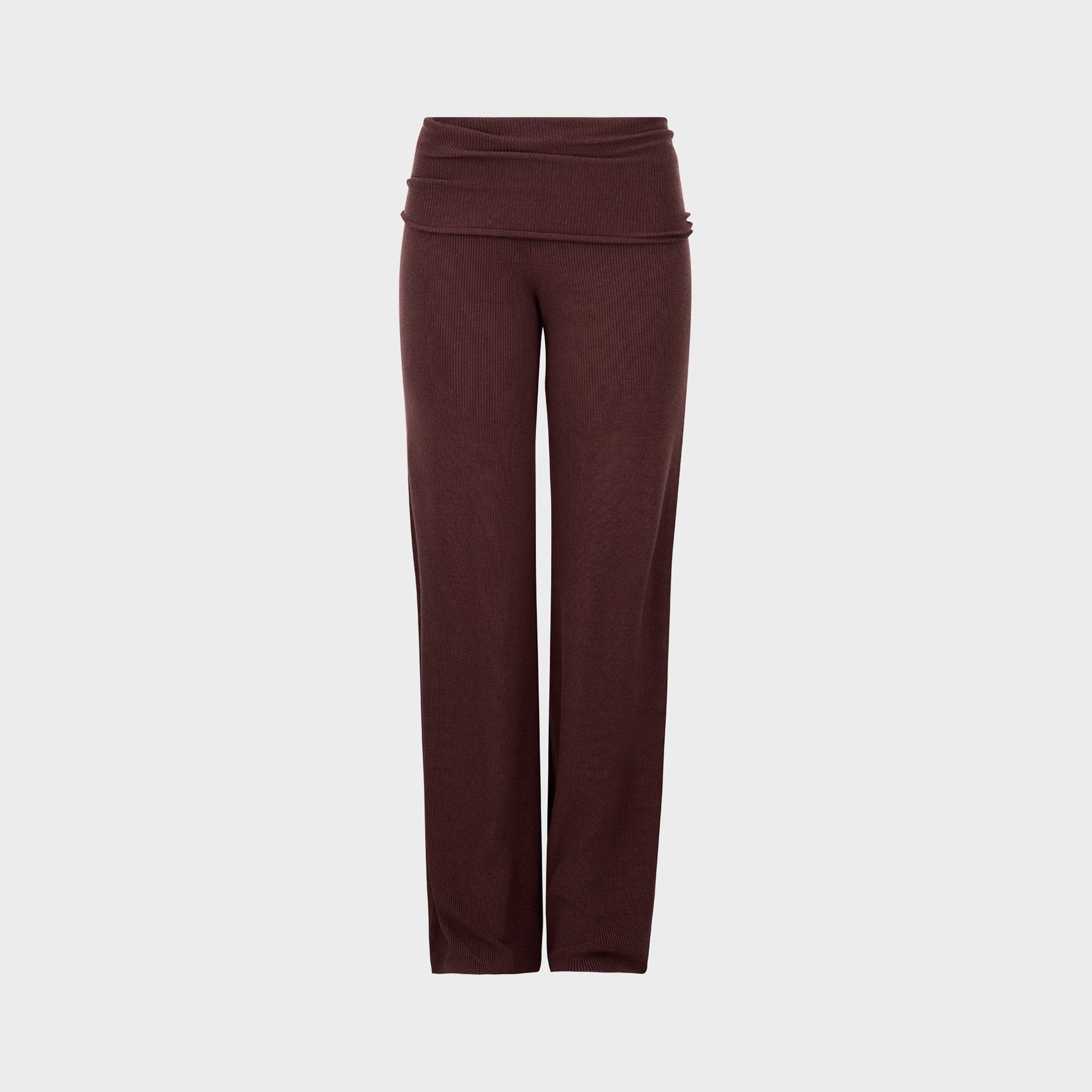 Aya Muse Knit Fold Over Pants in Burgundy