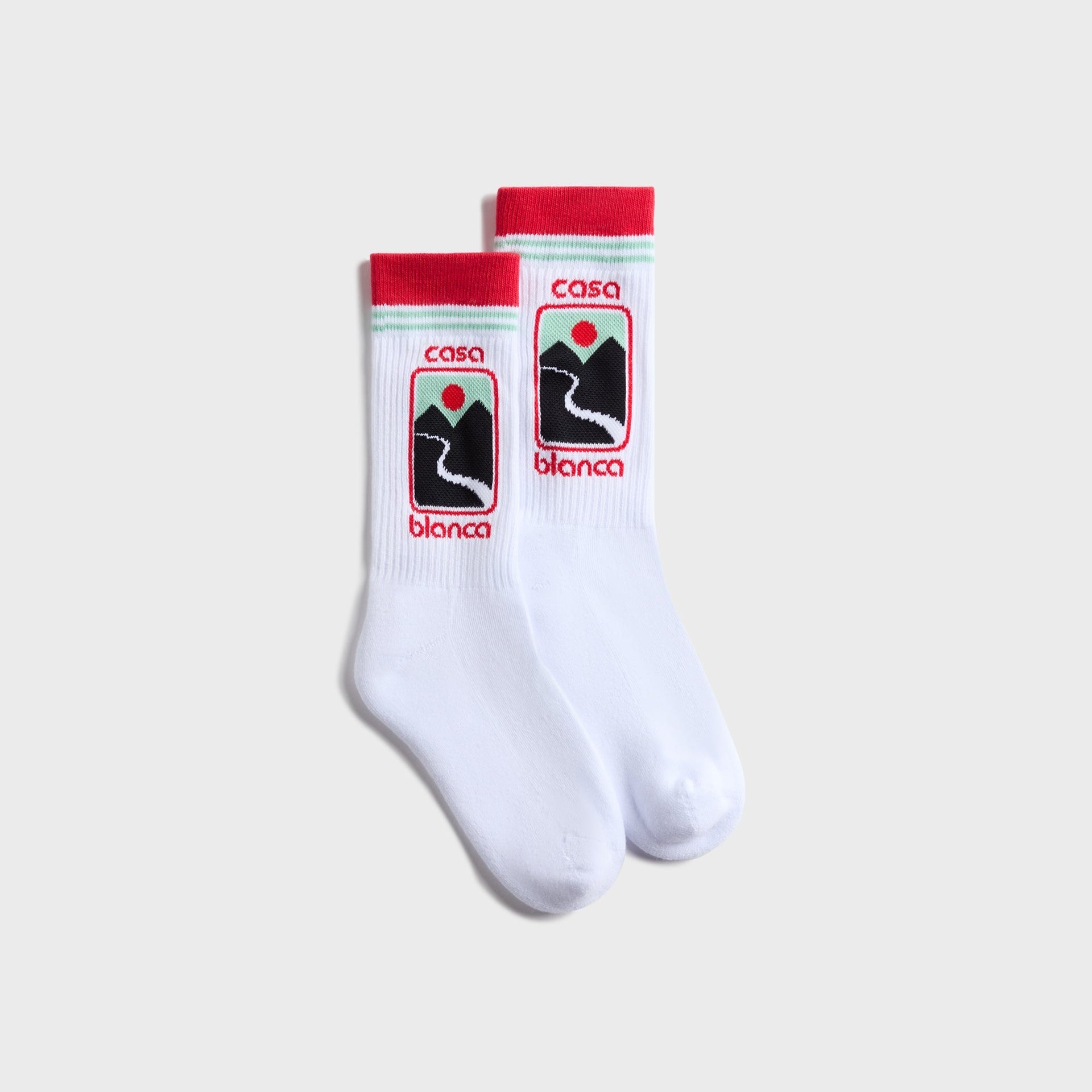 Casablanca Printed Sports Socks Mountain Sunset Valley in White