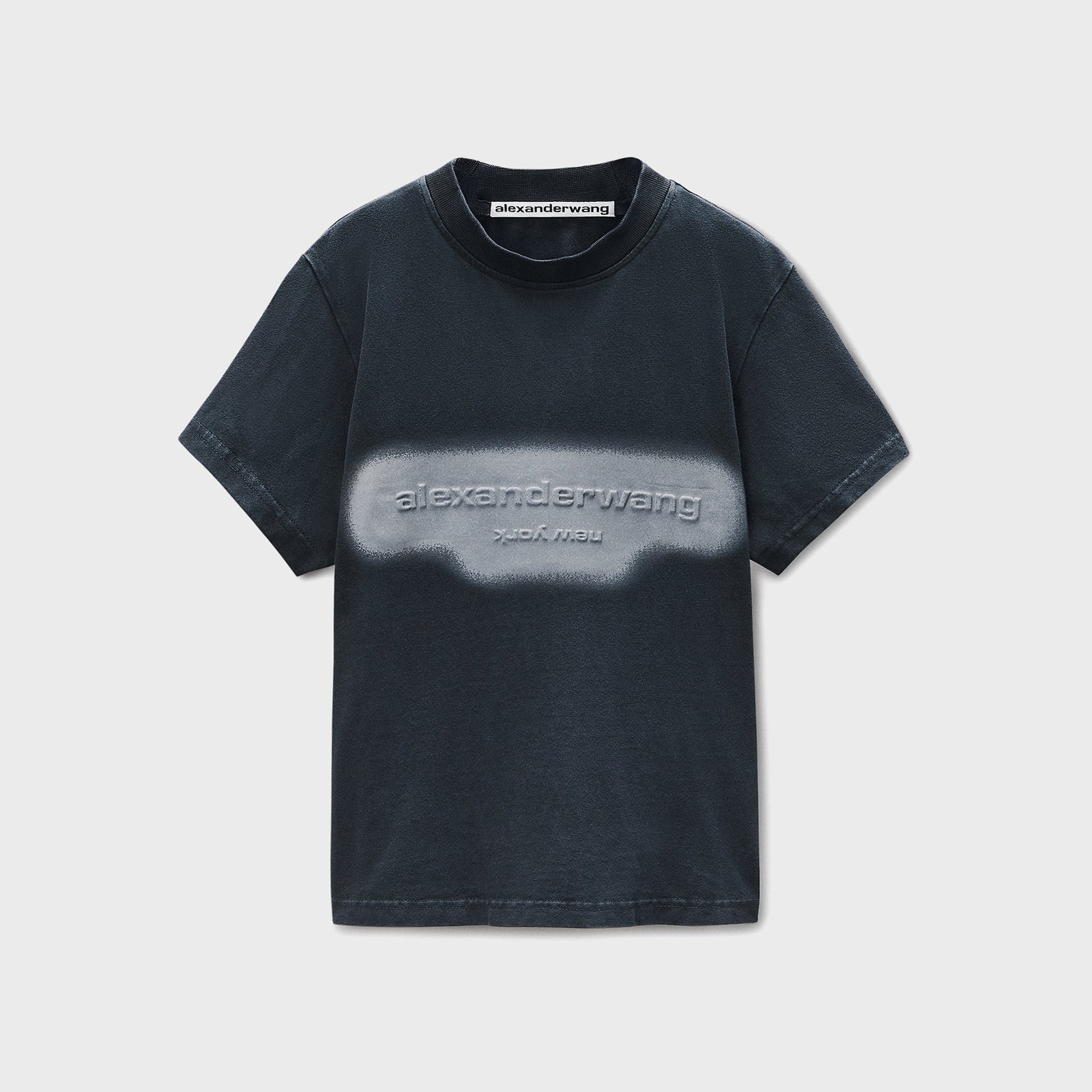 Alexander Wang Shrunken Tee with Embossed Graphic - Black