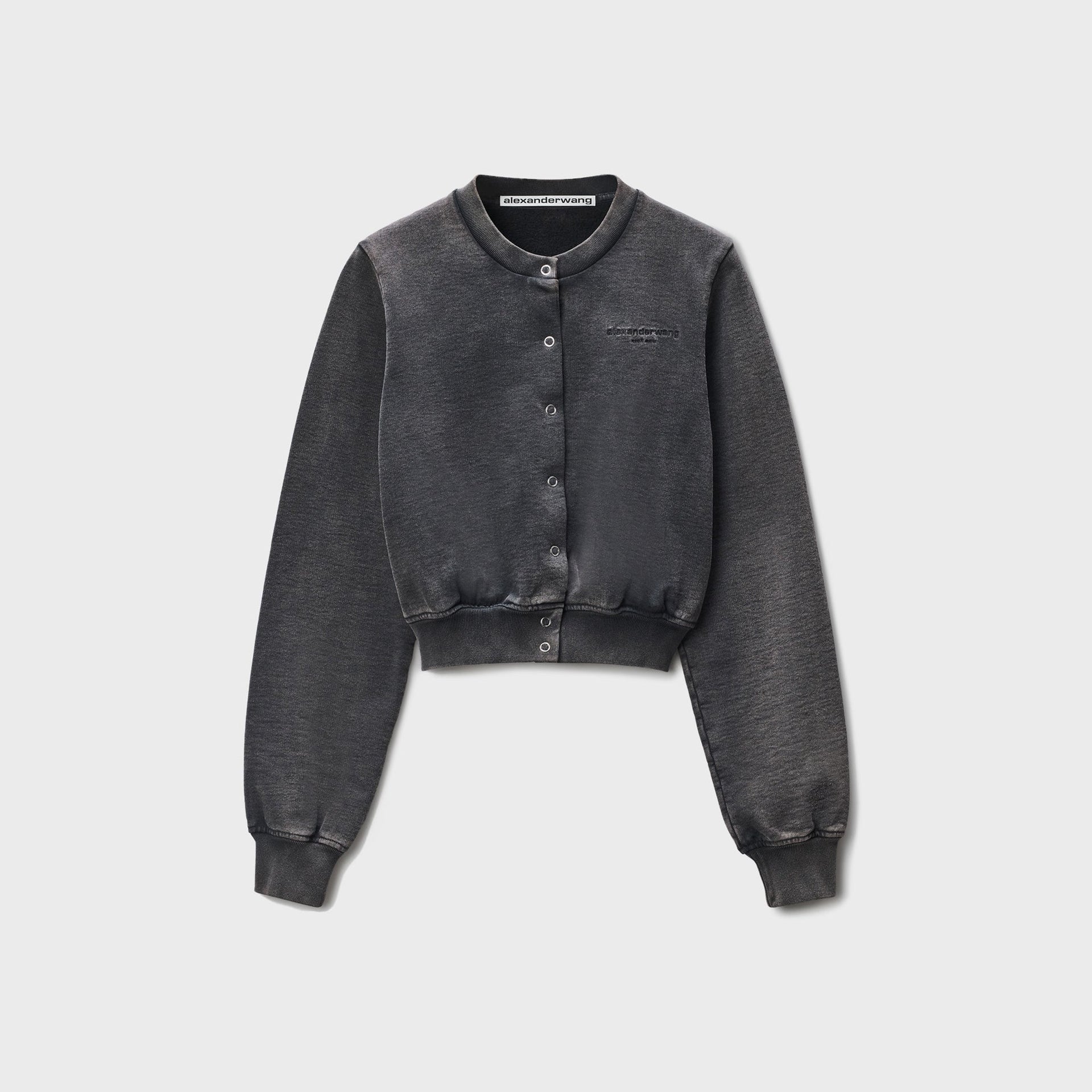 Alexander Wang Shrunken Snap Cardigan Crewneck - Washed Black