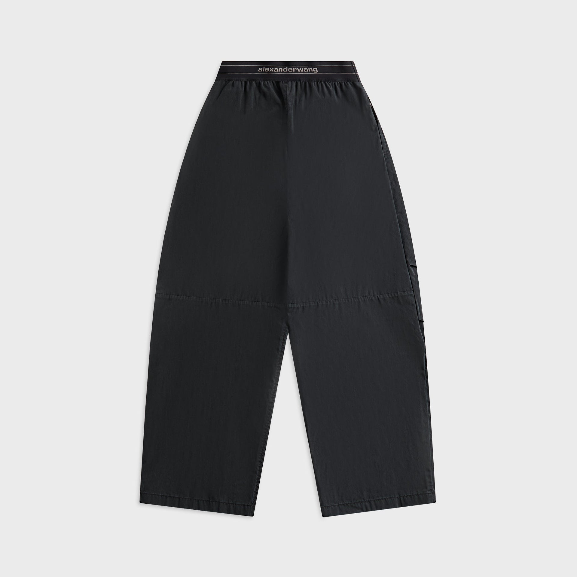 Alexander Wang Mid Rise Pleated Knee Pant with Elastic Logo in Black