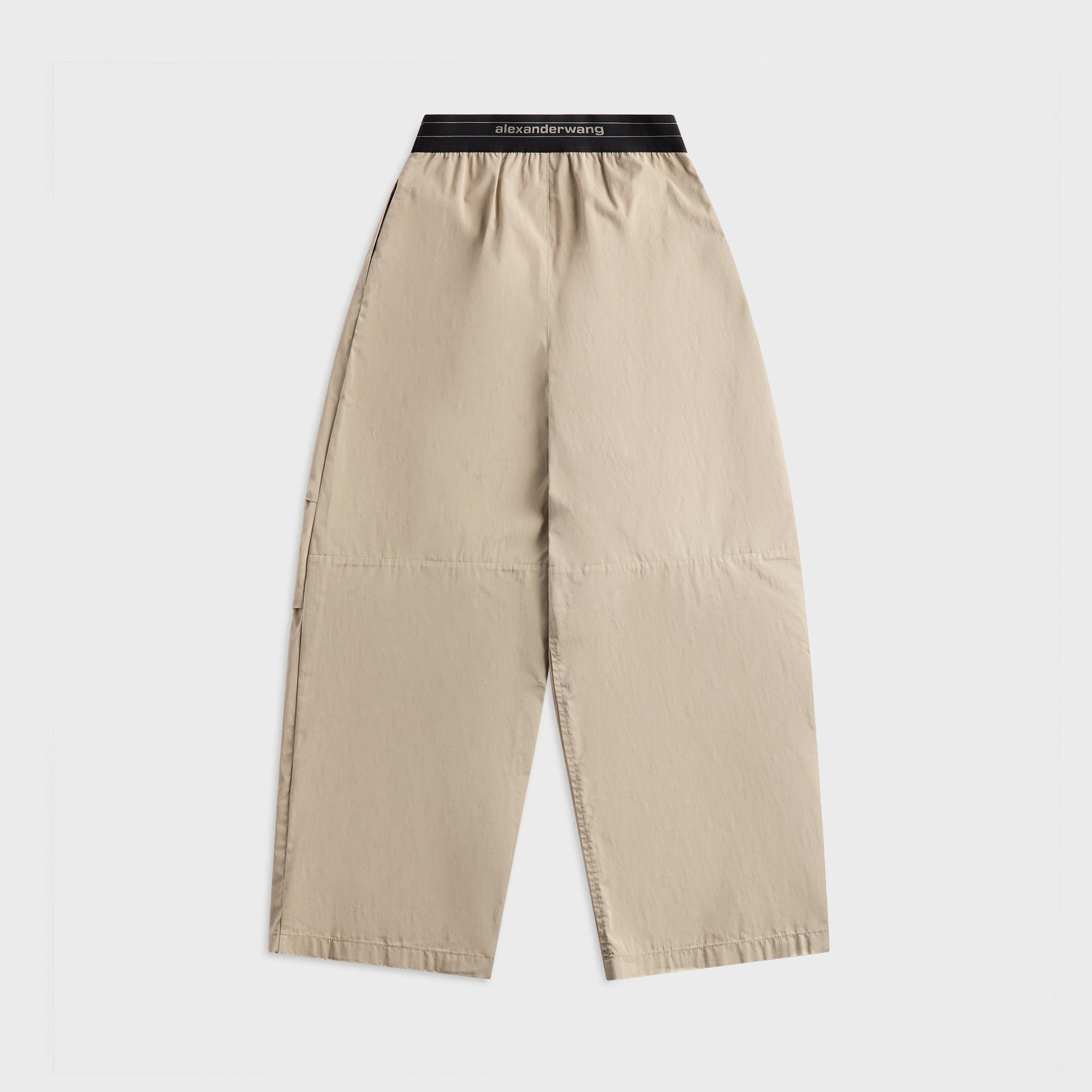 Alexander Wang Mid Rise Pleated Knee Pant with Elastic Logo in Stone
