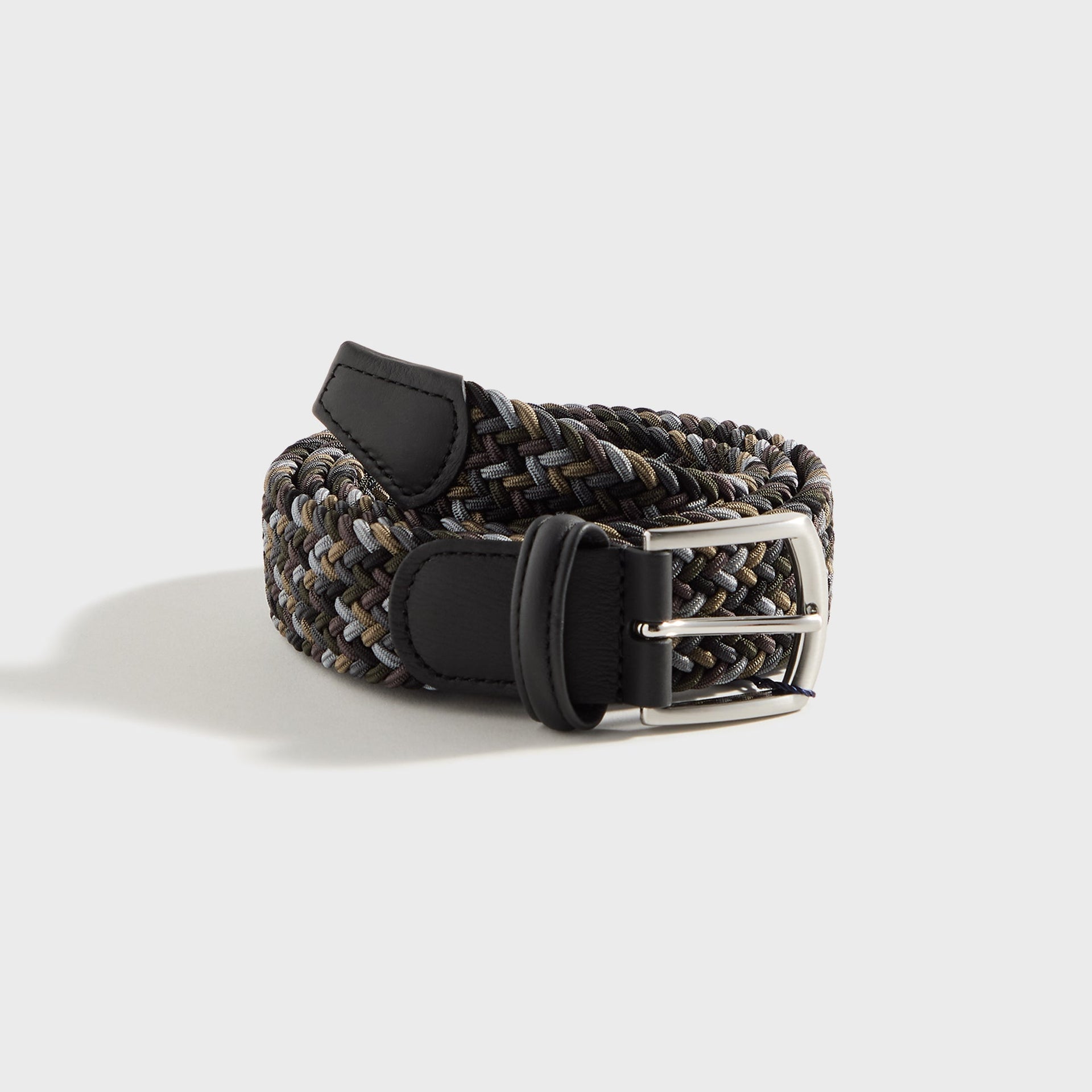 Anderson's Woven Leather Belt - Grey / Tan / Brown