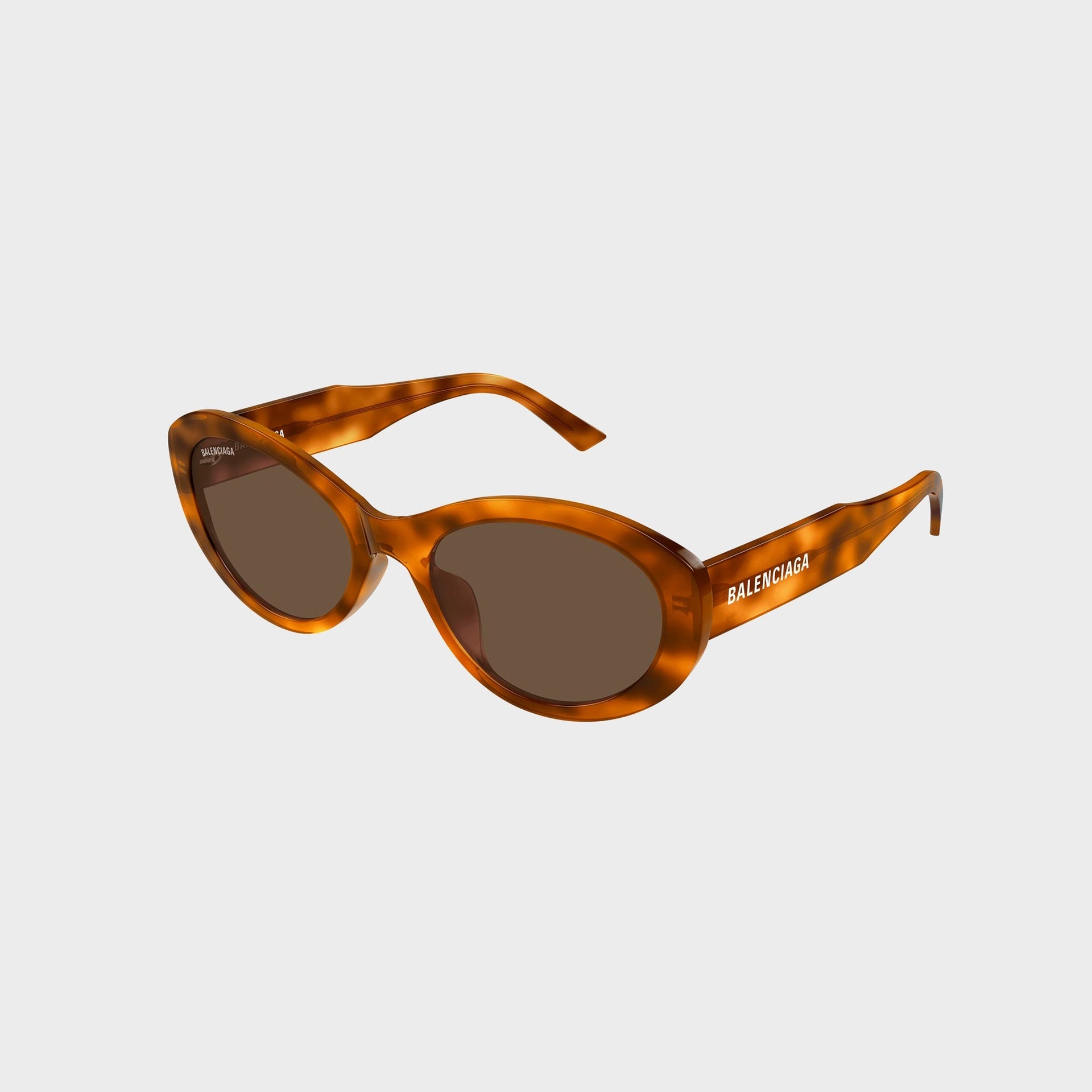 Balenciaga Flat Oval Sunglasses - Havana / Brown