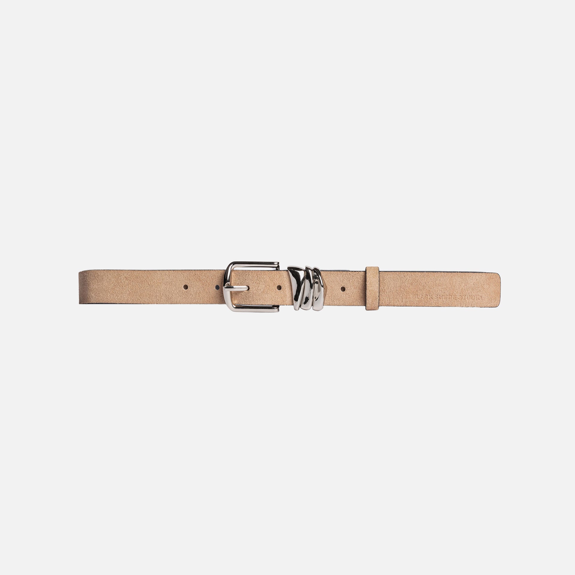 Black Suede Studio Boyfriend Belt - Sand Suede / Silver Hardware