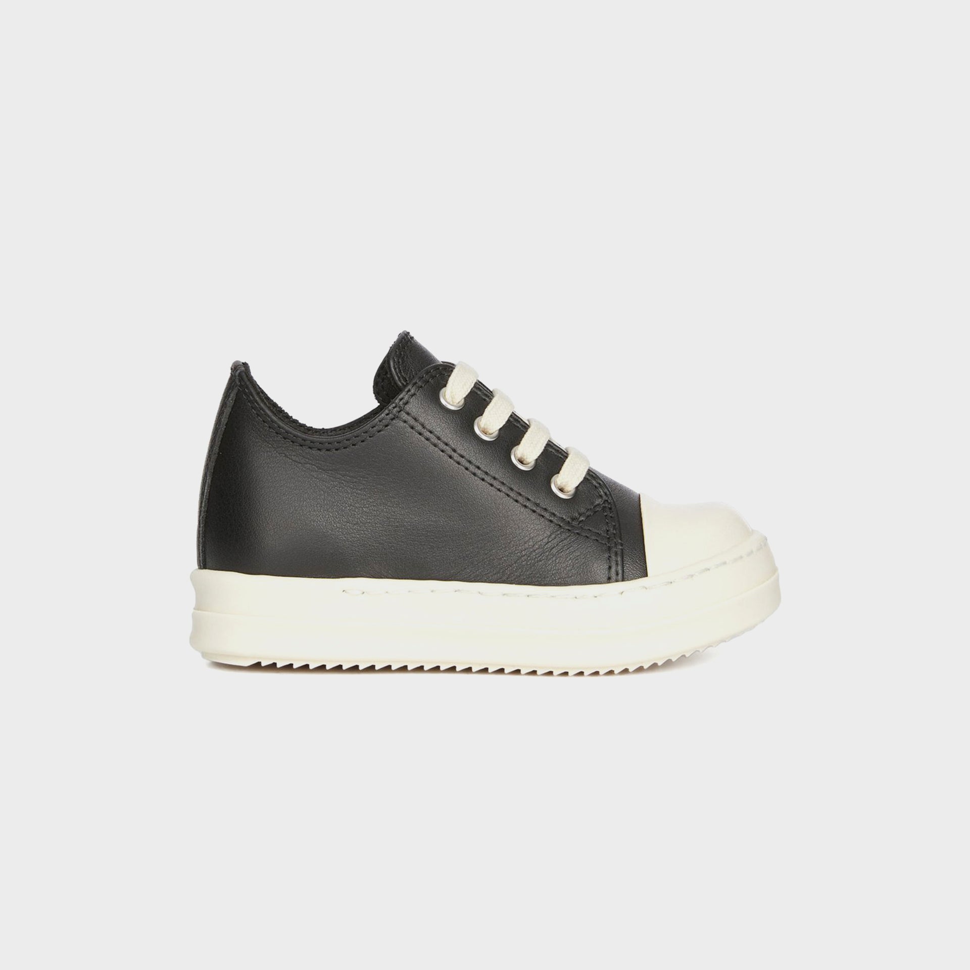 Rick Owens Baby Leather Sneakers Scarpe in Pelle - Black / Milk / Milk