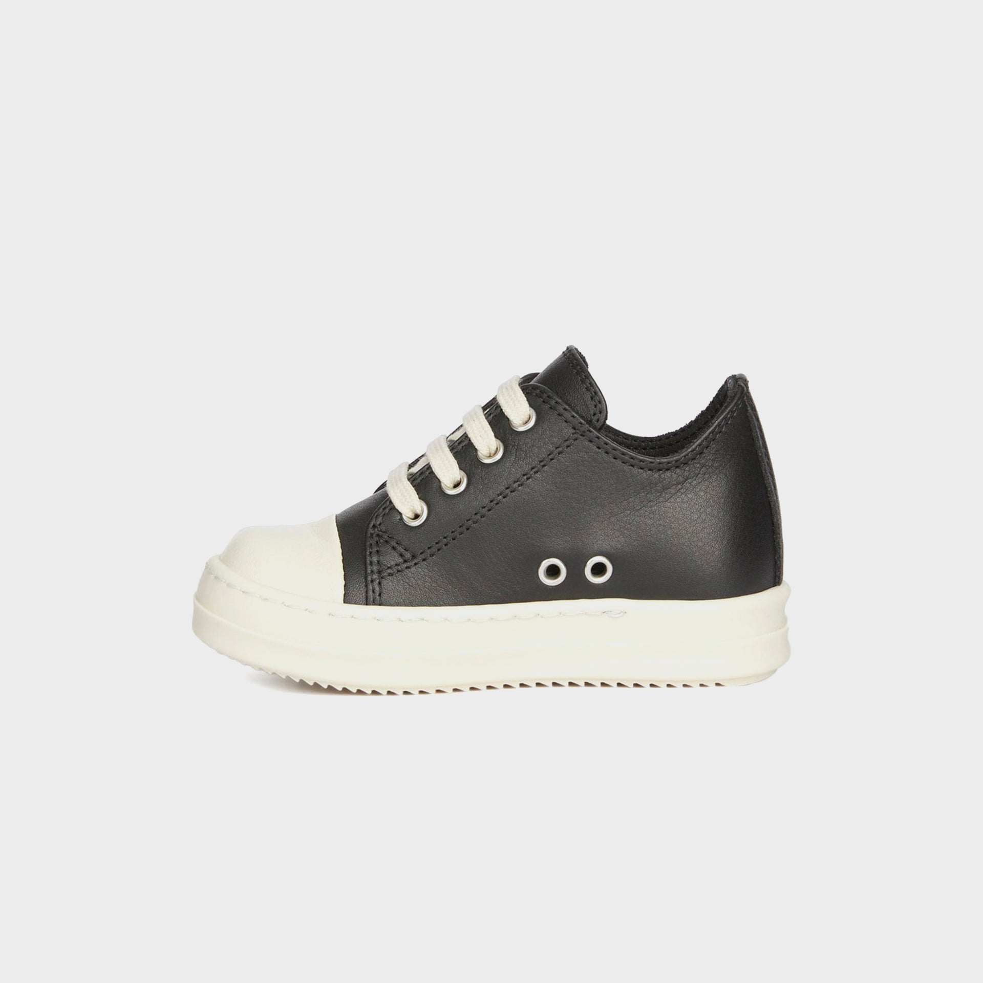 Rick Owens Baby Leather Sneakers Scarpe in Pelle - Black / Milk / Milk