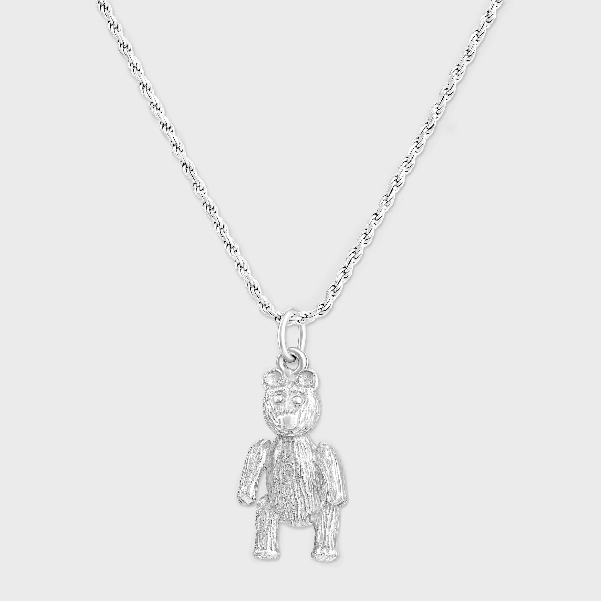 Bleue Burnham Teddy Bear Pendant Necklace - Silver