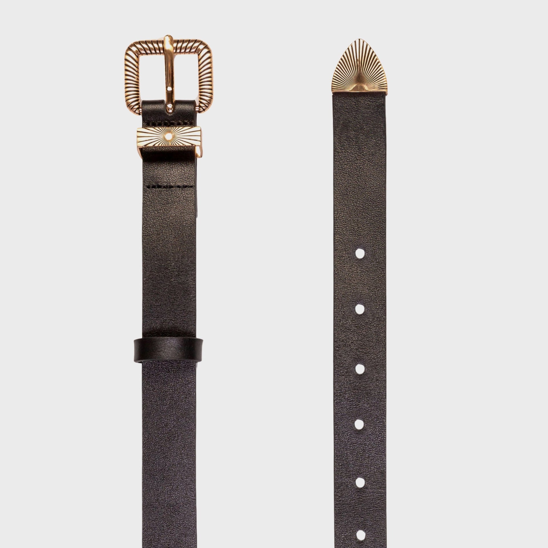 Black Suede Studio Una Belt - Black Leather