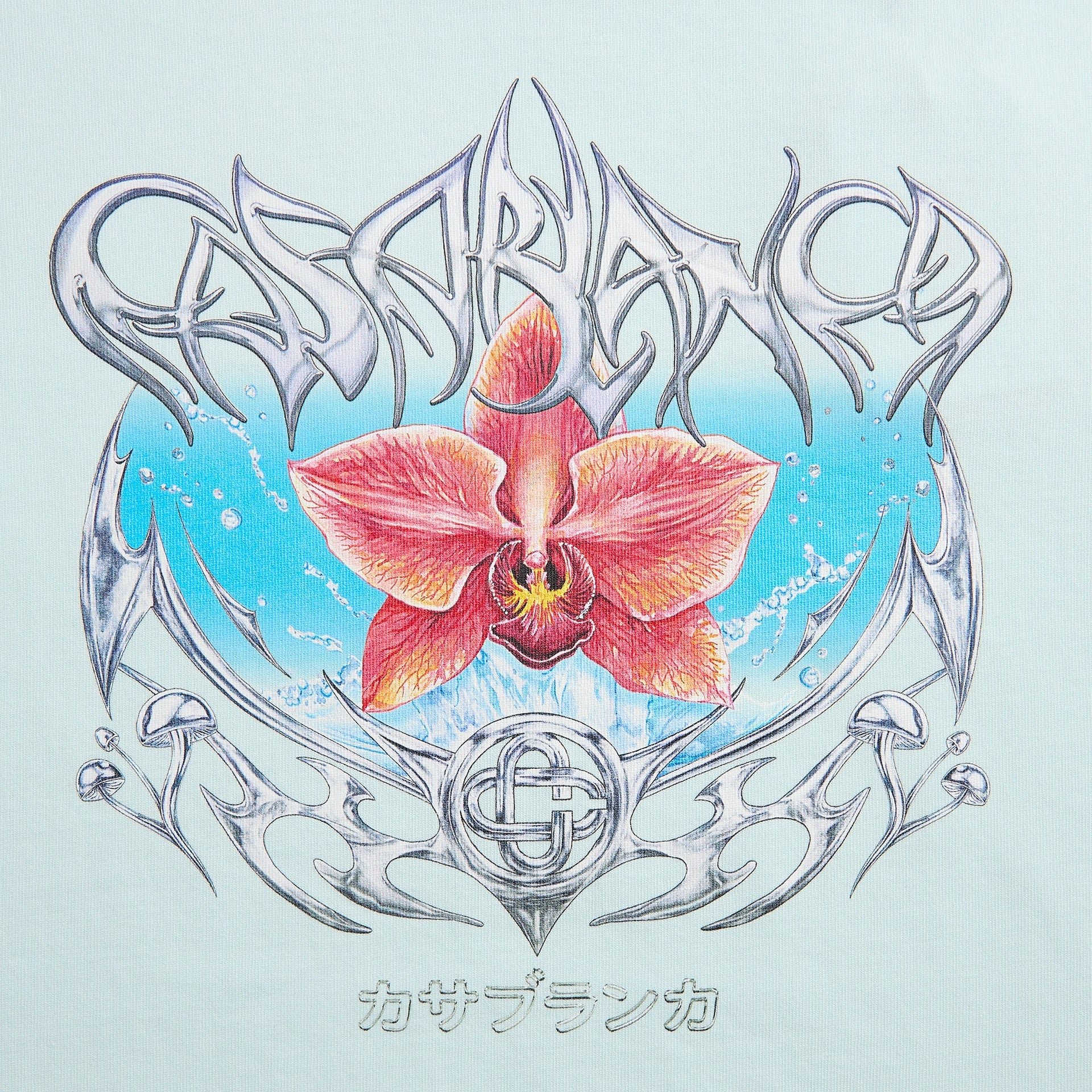 Casablanca Blades Printed Oversized Tee - Pale Blue