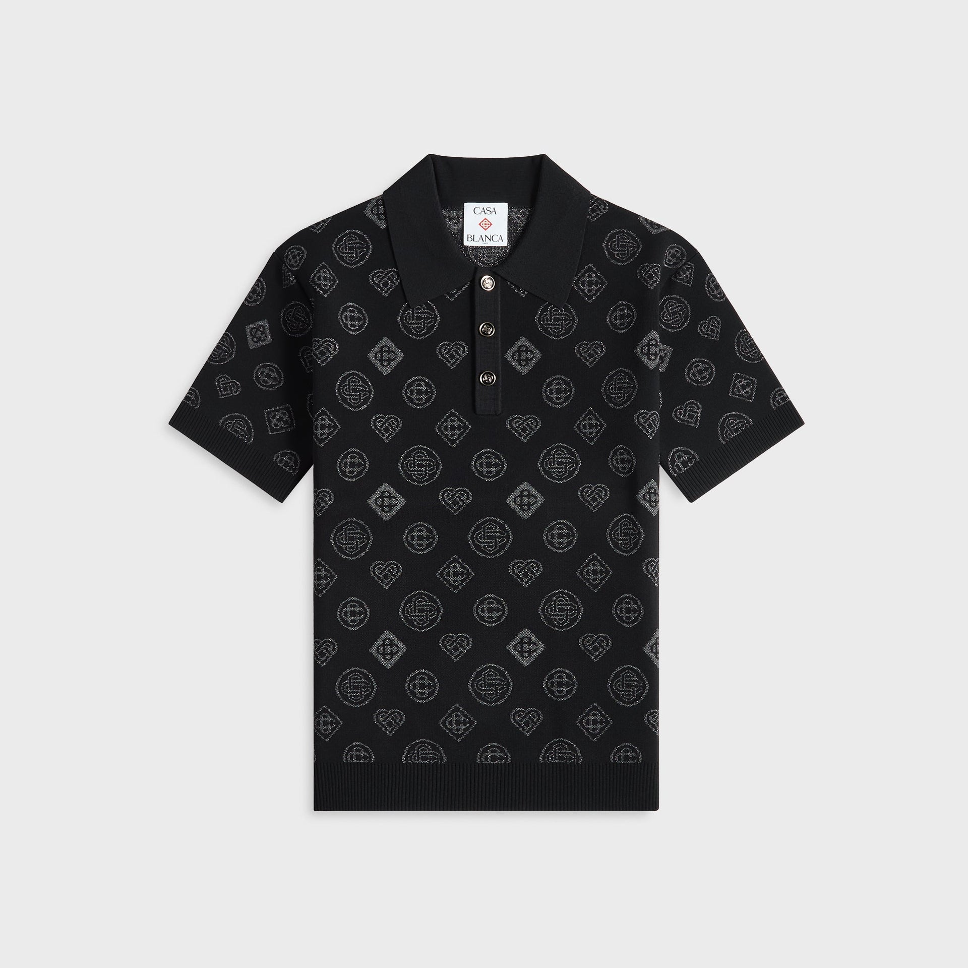 Casablanca Monogram Jacquard Polo - Black