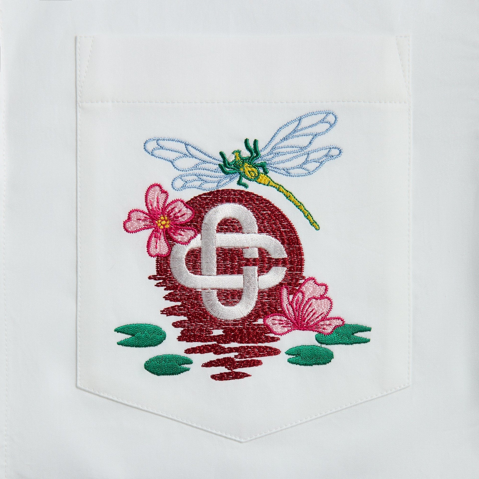 Casablanca Embroidered Monogram Short Sleeve Cuban Collar Shirt - White