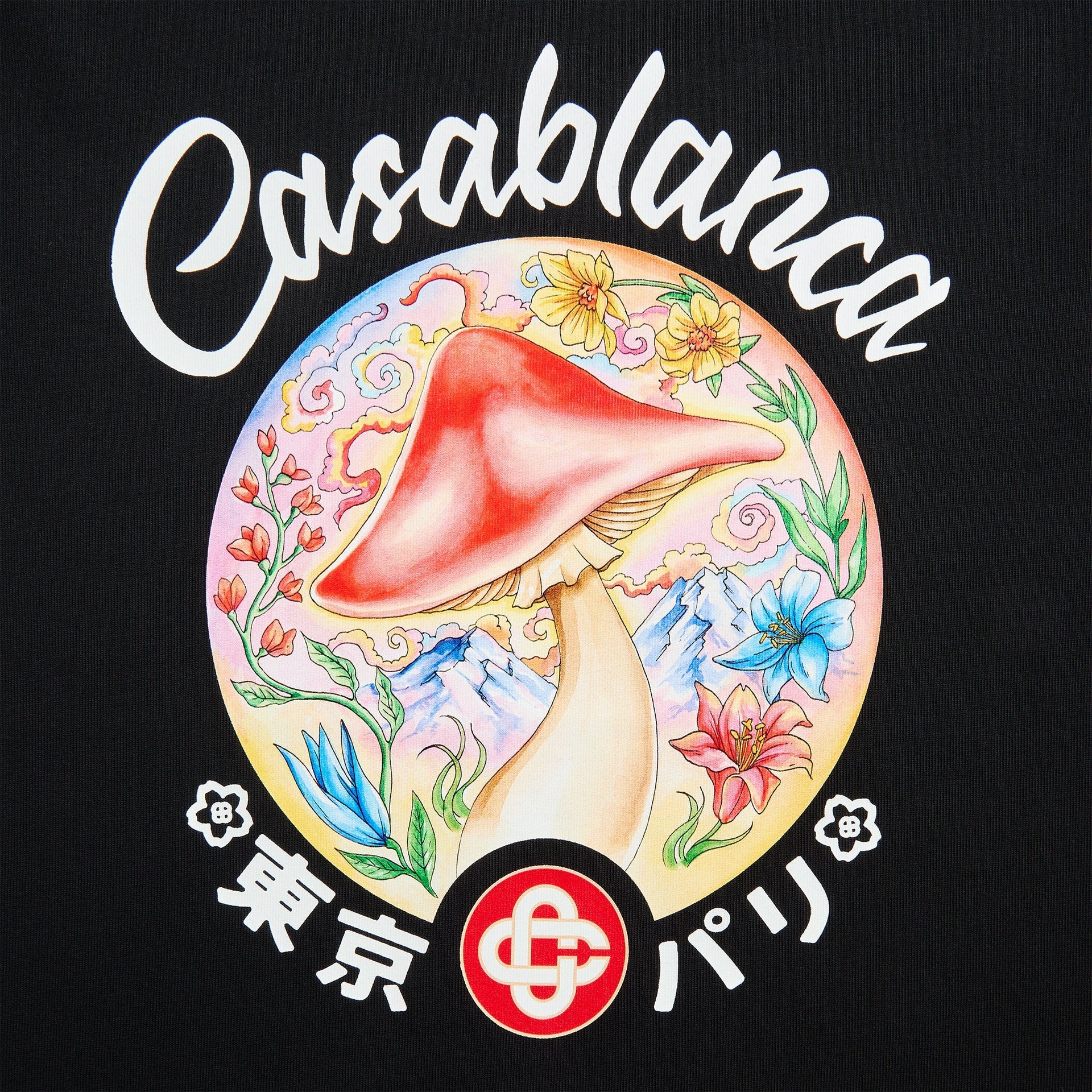Casablanca Mushroom Emblem Printed Tee in Black