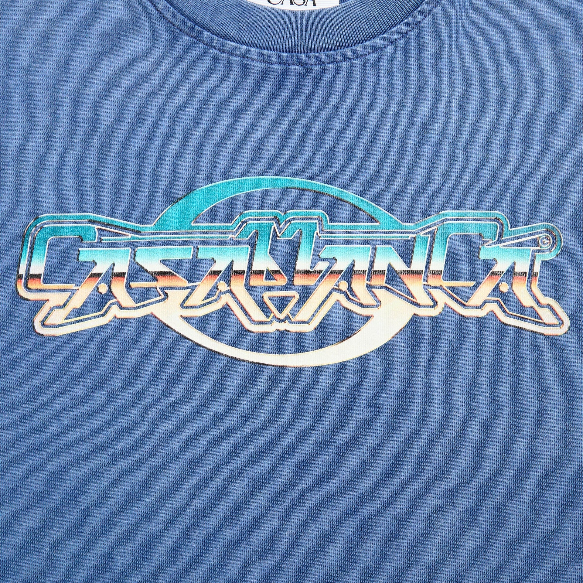 Casablanca Chrome Text Printed Oversized Tee in Navy