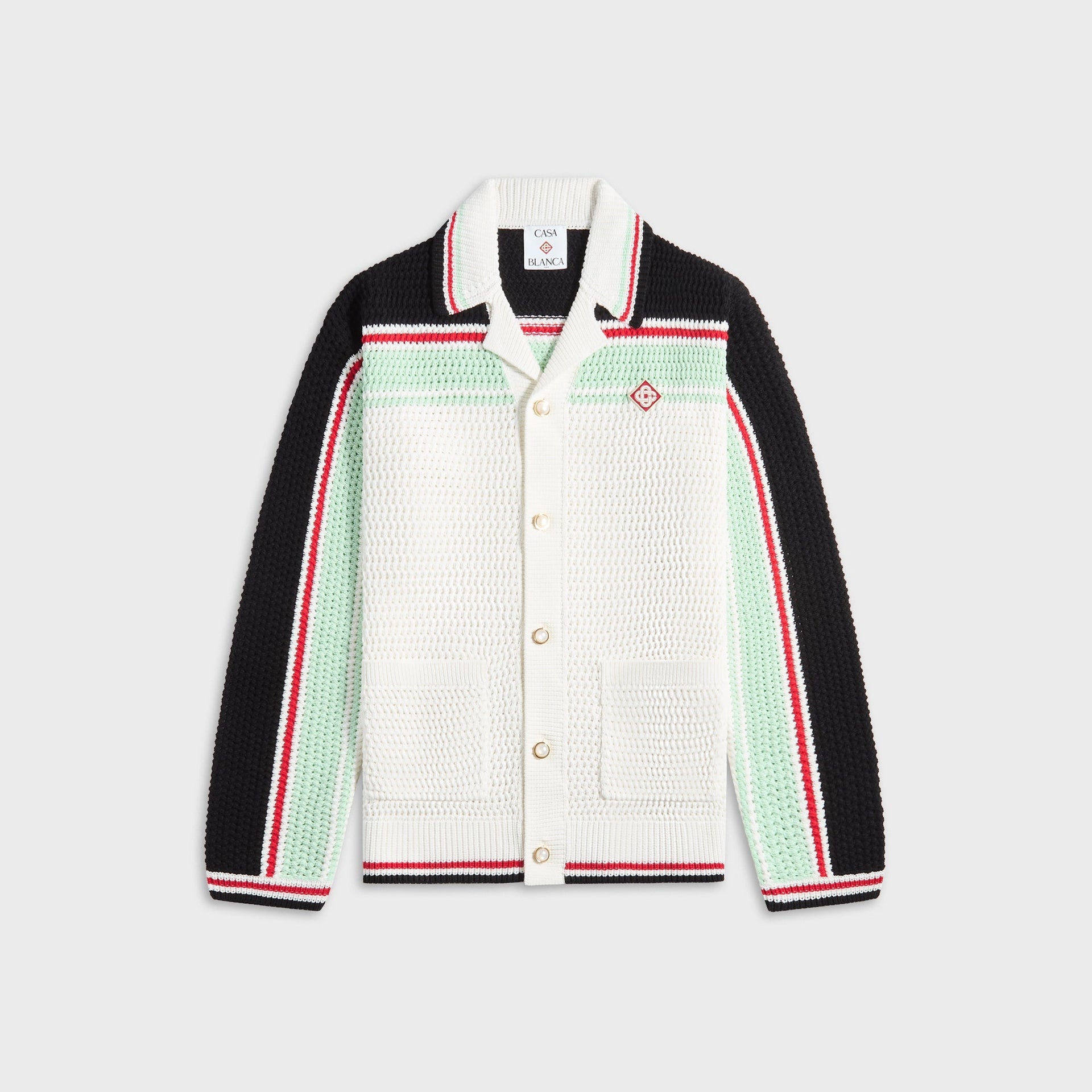 Casablanca Faux Crochet Shirt in Black / Multi