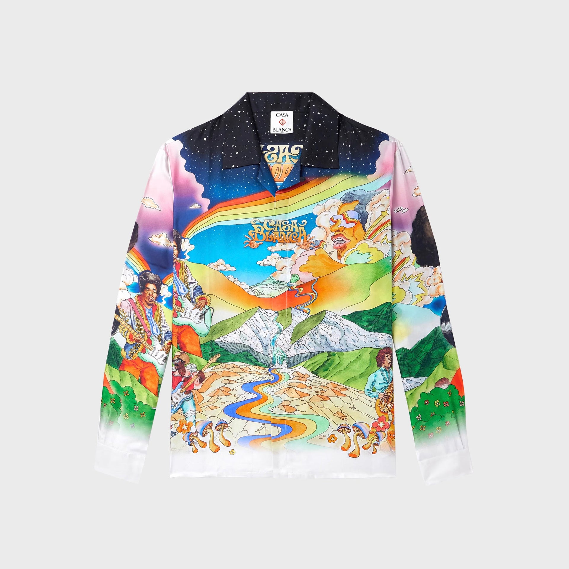 Casablanca Long Sleeve Cuban Collar Shirt in La Musique