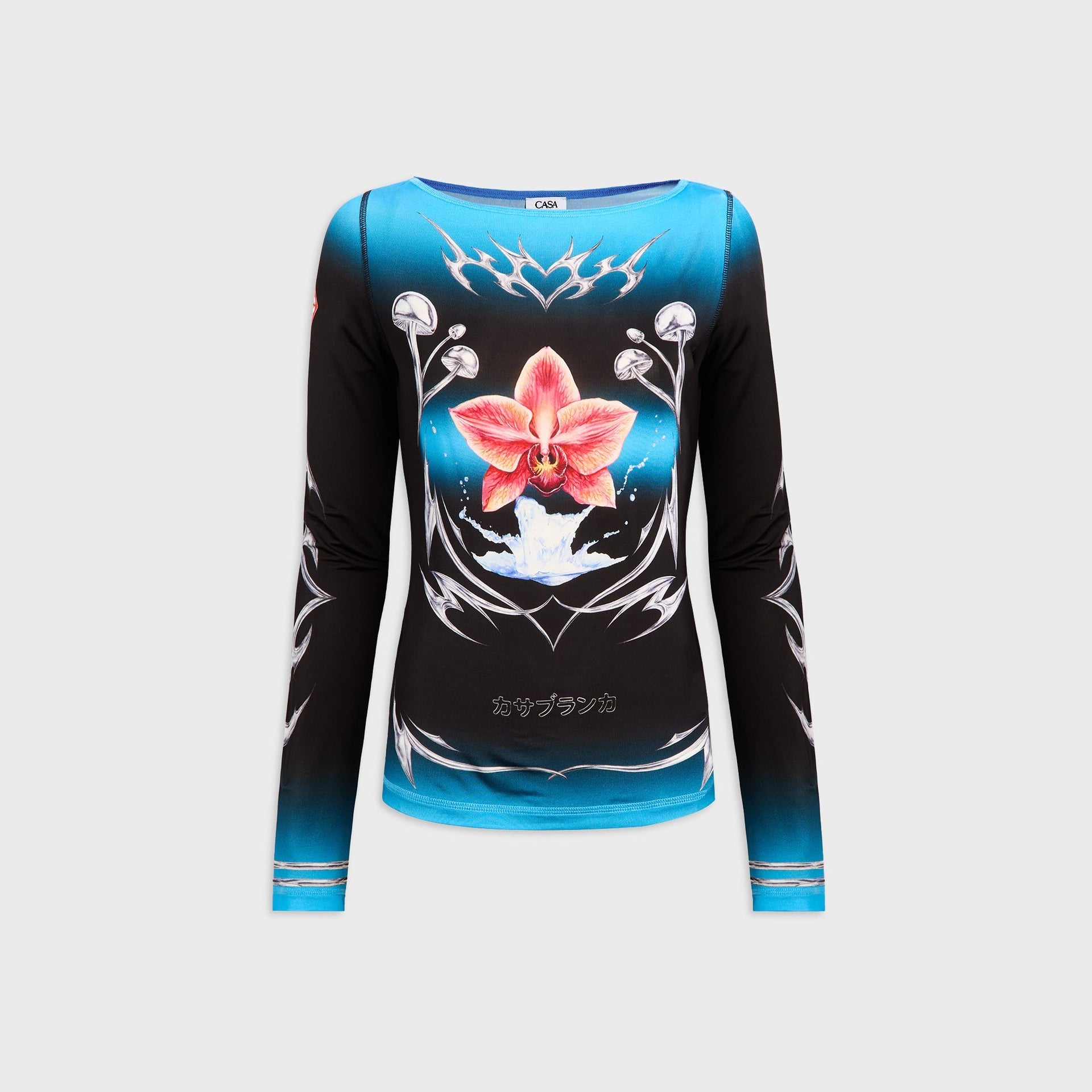 Casablanca Slinky Jersey Blade Long Sleeve Top - Black
