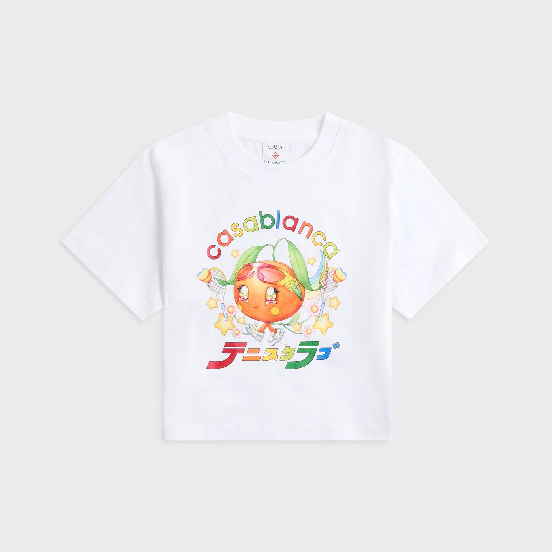 Casablanca Orange Mascot Printed Cropped Baby Tee - White