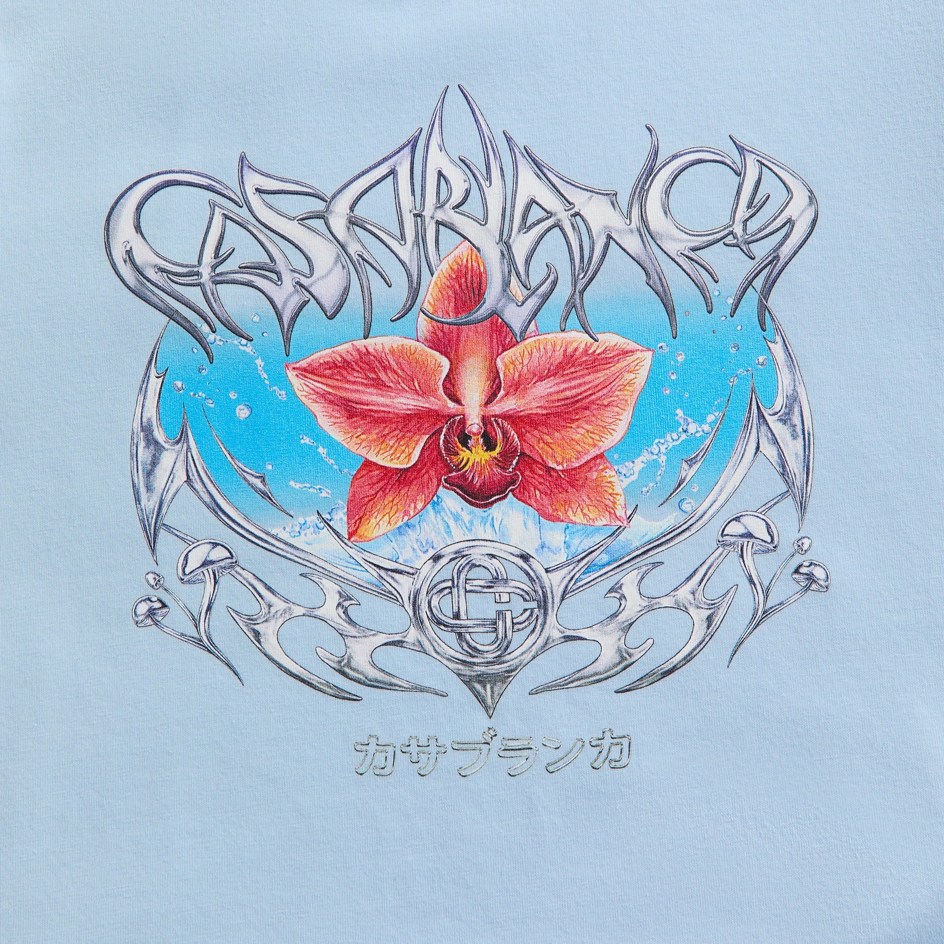 Casablanca Blades Cropped Baby Tee - Pale Blue