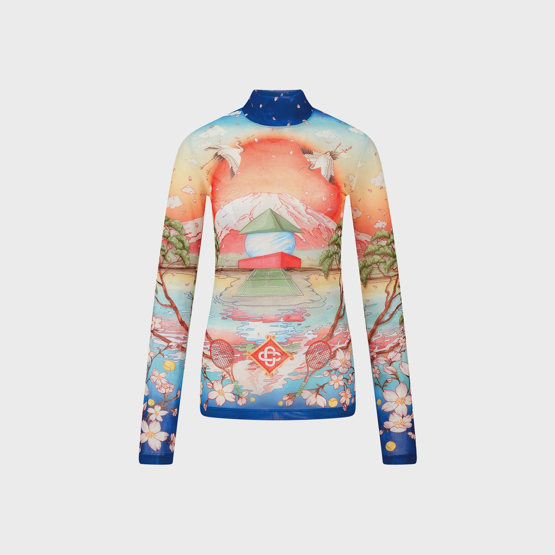 Casablanca Womens Printed Mesh Top in Tennis Club