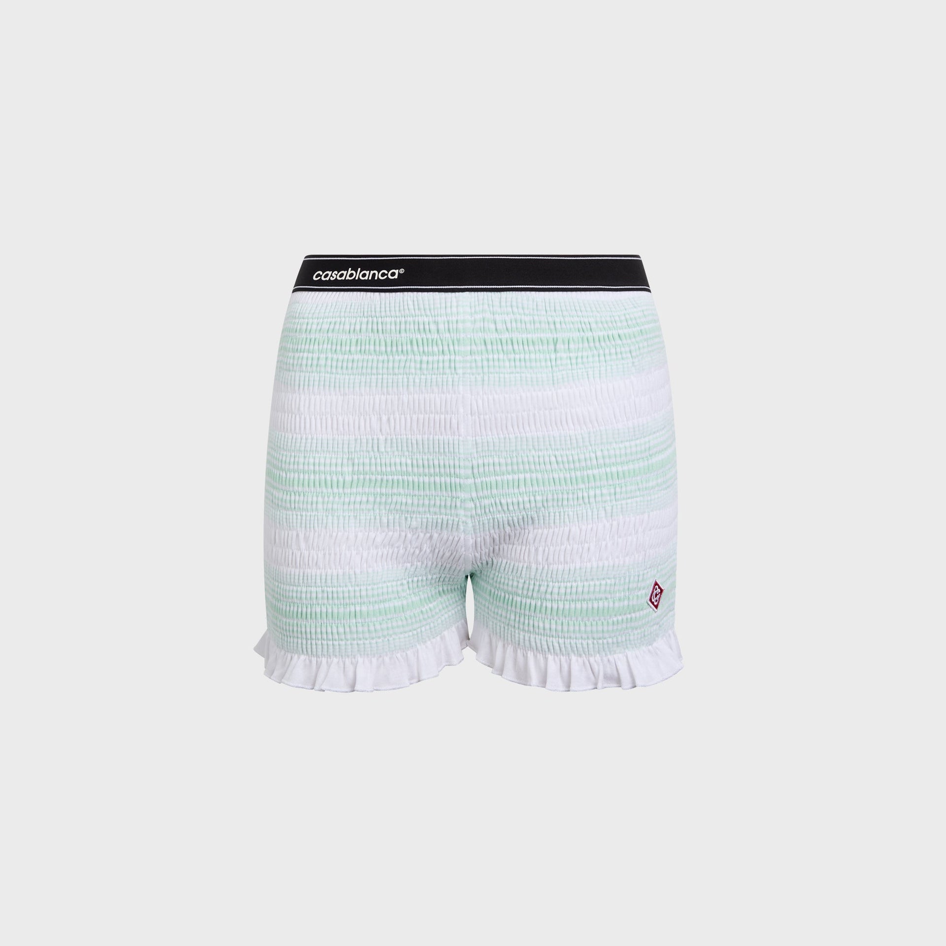 Casablanca Stripe Shirred Shorts in Jersey Mint