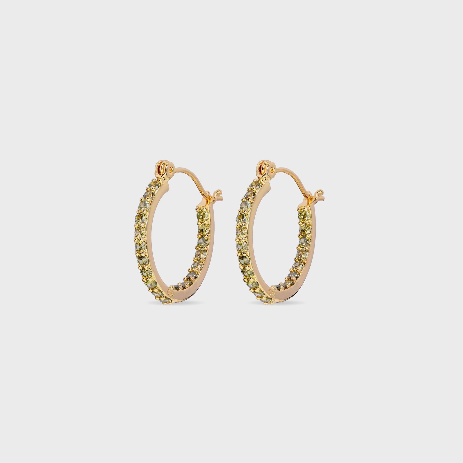 Crystal Haze Serena Small Hoops in Olive