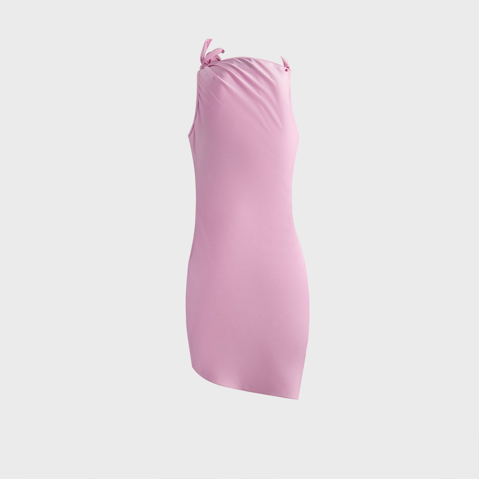 Coperni Asymmetric Flower Mini Dress in Pink