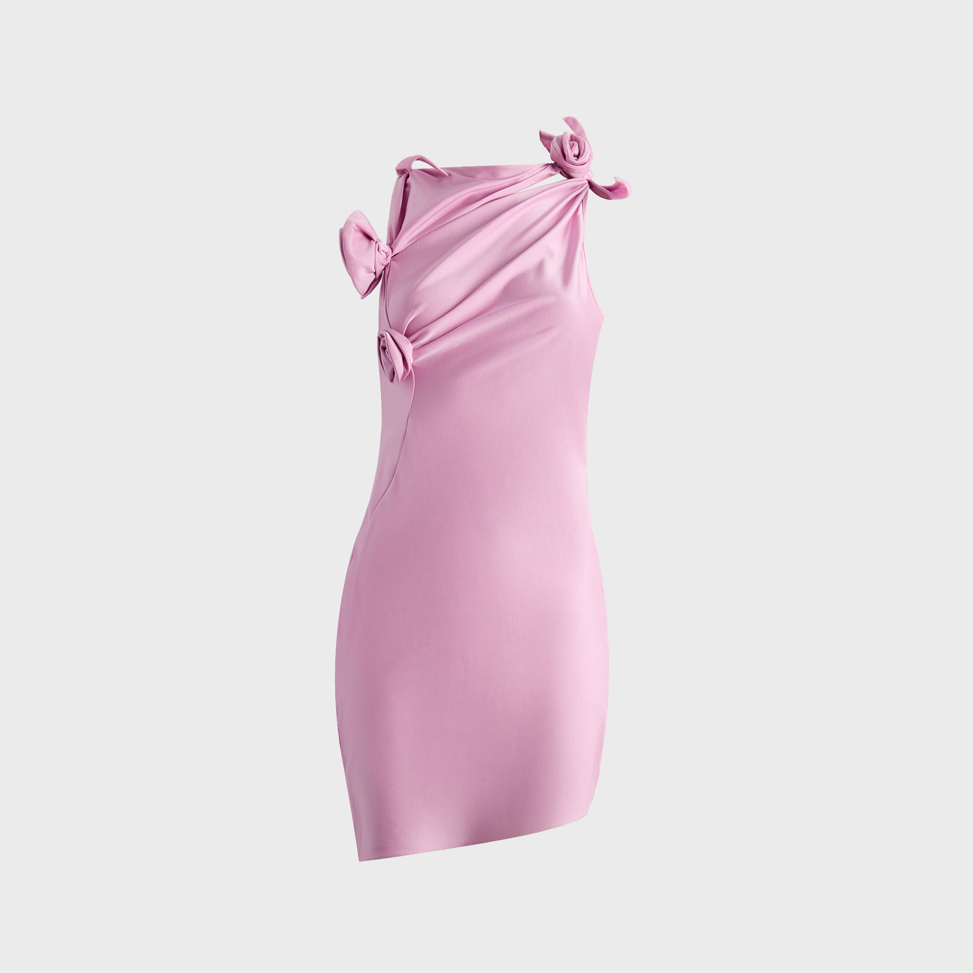 Coperni Asymmetric Flower Mini Dress - Pink