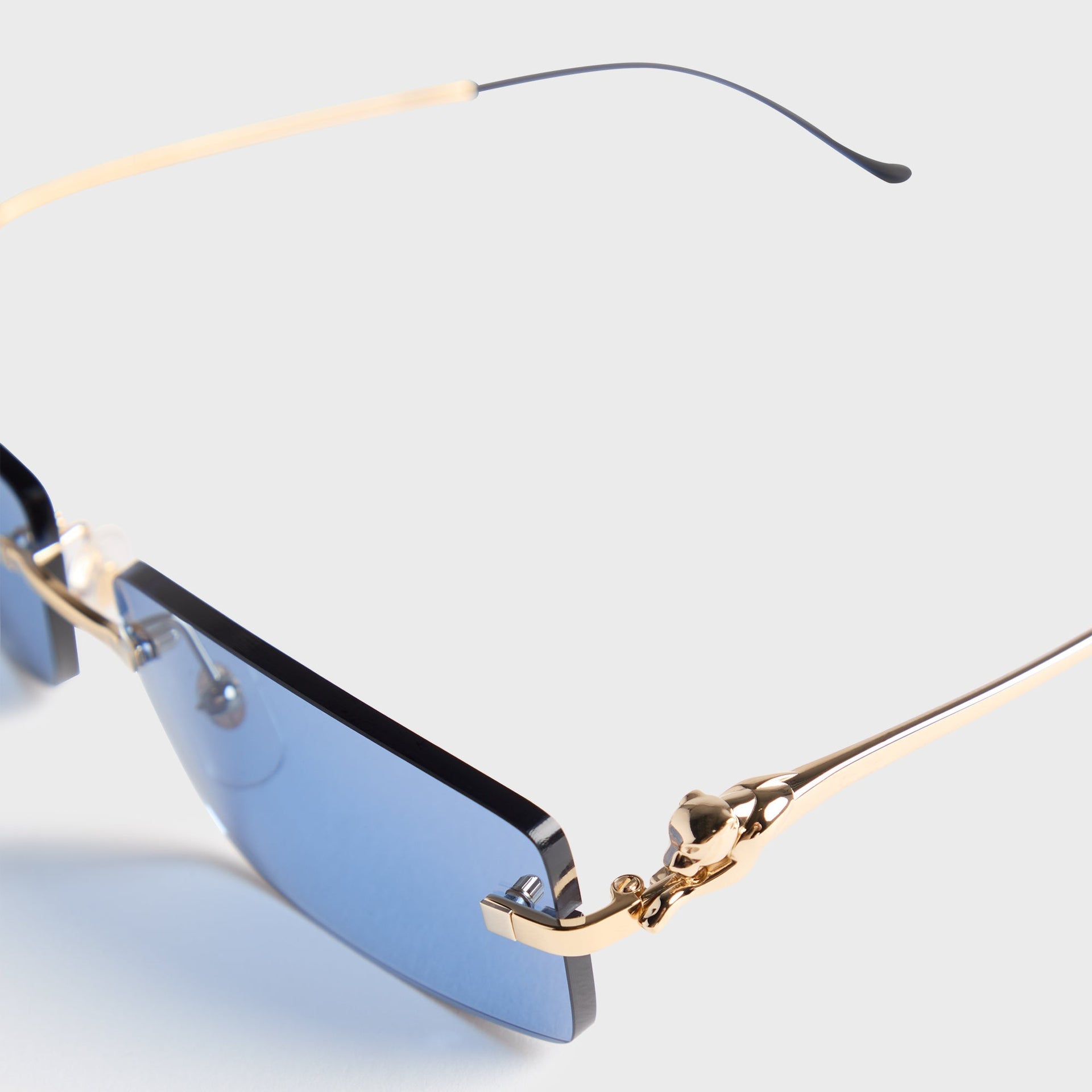 Cartier Ct0430Sin004 L Sunglass Unisex Metal in Gold / Blue