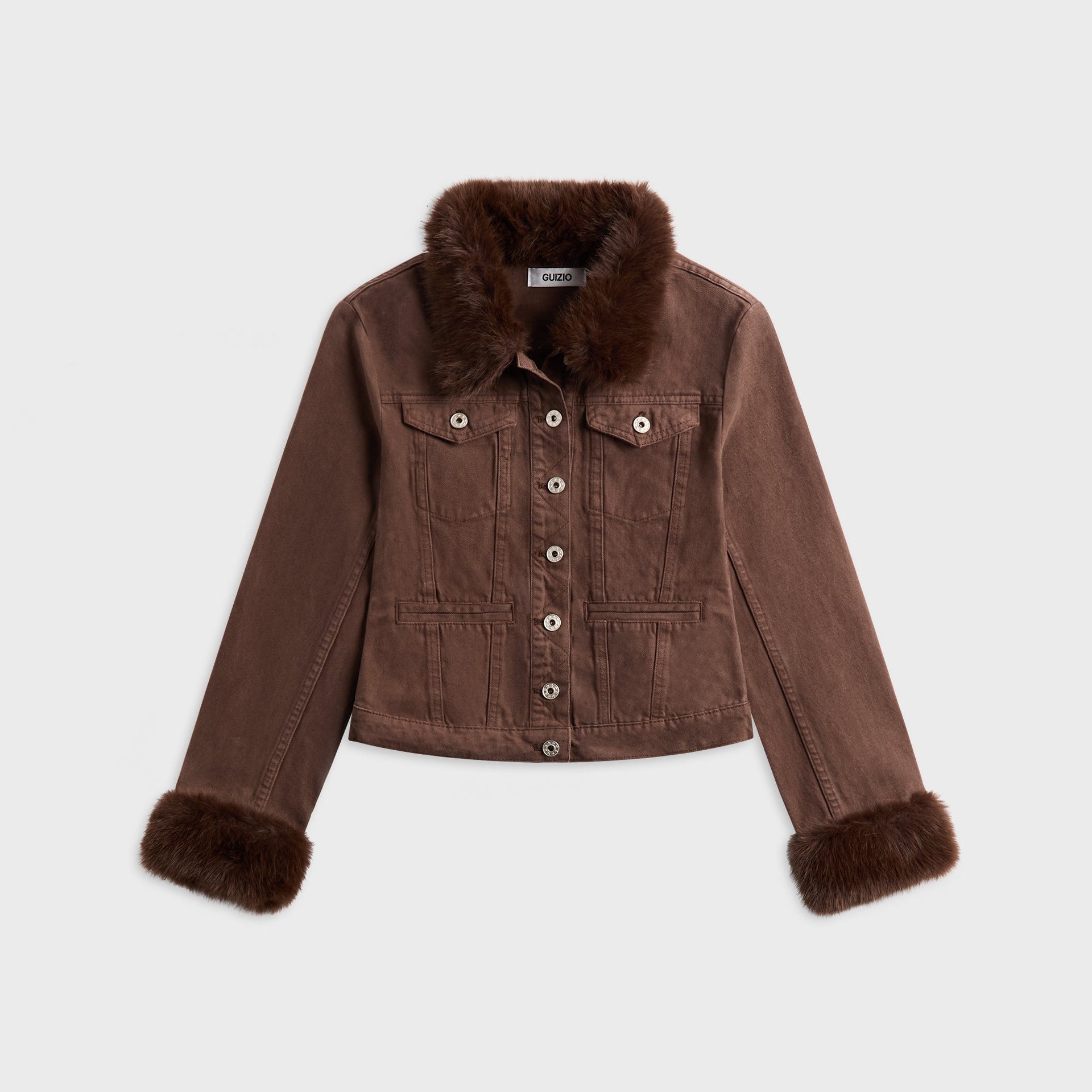 GUIZIO Ares Faux Fur Jacket - Brown