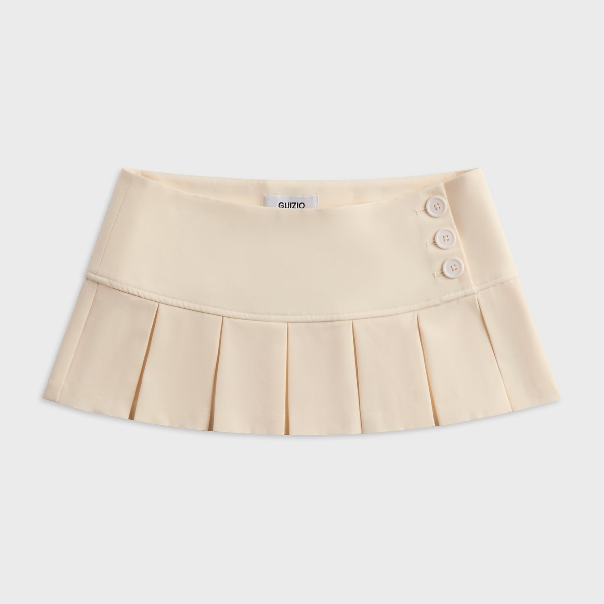 GUIZIO Pleated Micro Mini Skirt - Ivory