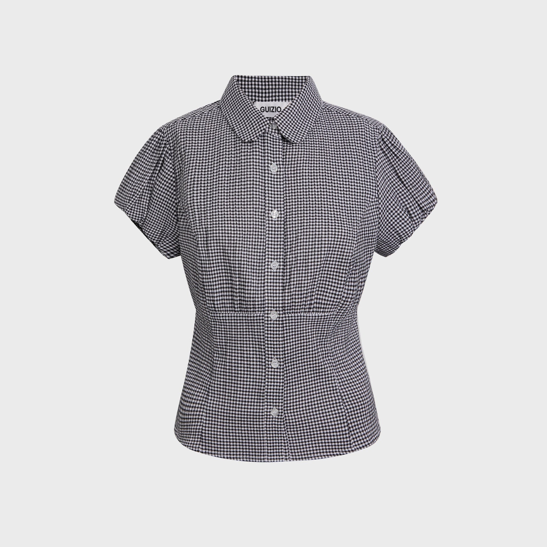 GUIZIO Liana Gingham Top in Black