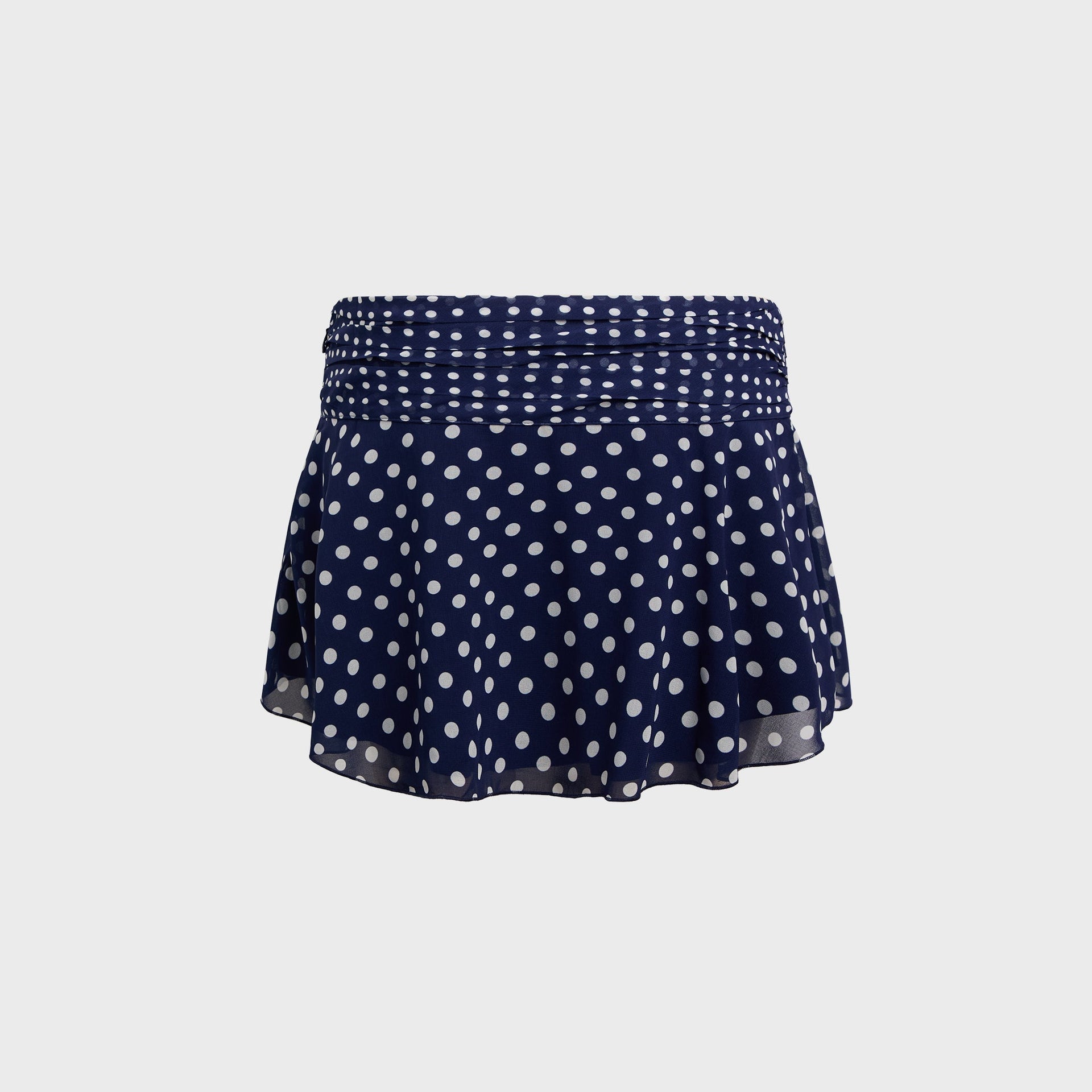 GUIZIO Chiffon Slit Mini Skirt - Navy Polka Dot