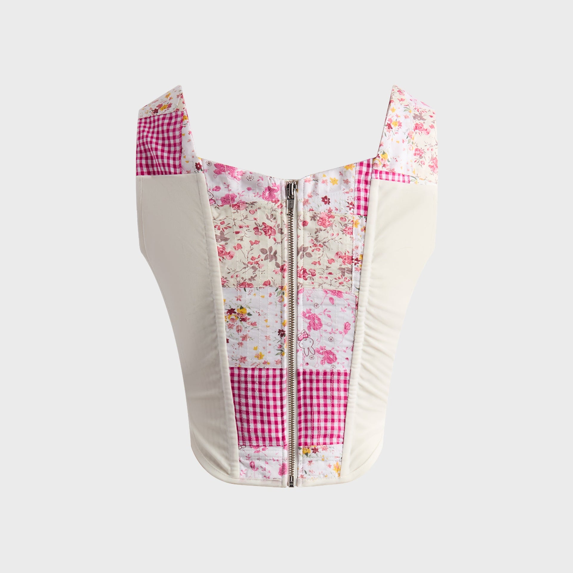 GUIZIO Mina Patchwork Corset in Pink Multi