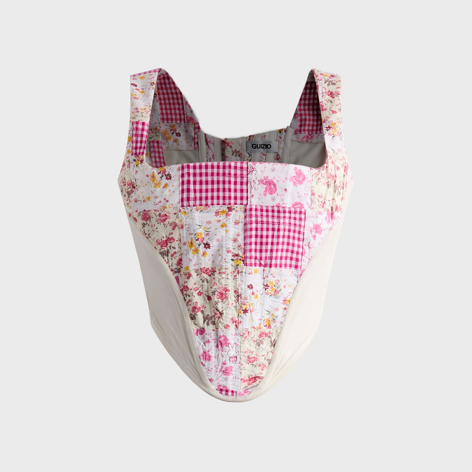 GUIZIO Mina Patchwork Corset in Pink Multi