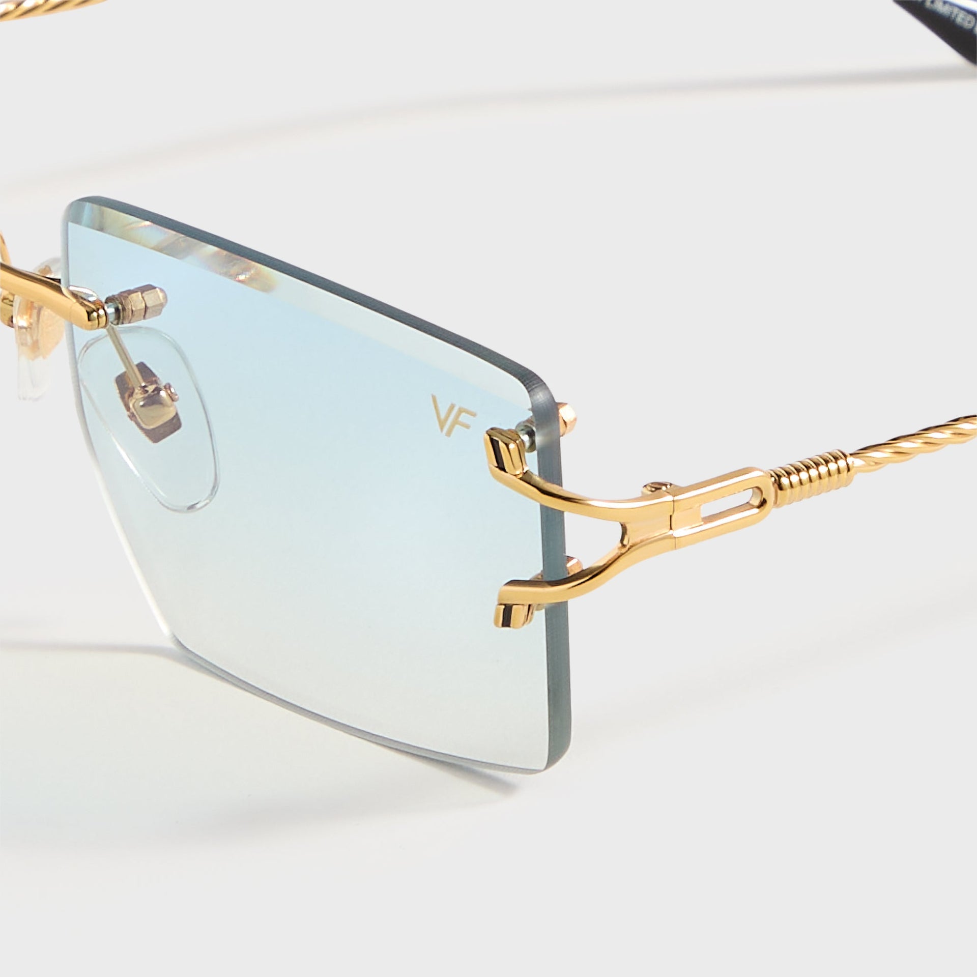 Vintage Frames Icon 24Kt Yellow Gold in Sky Blue Gradient